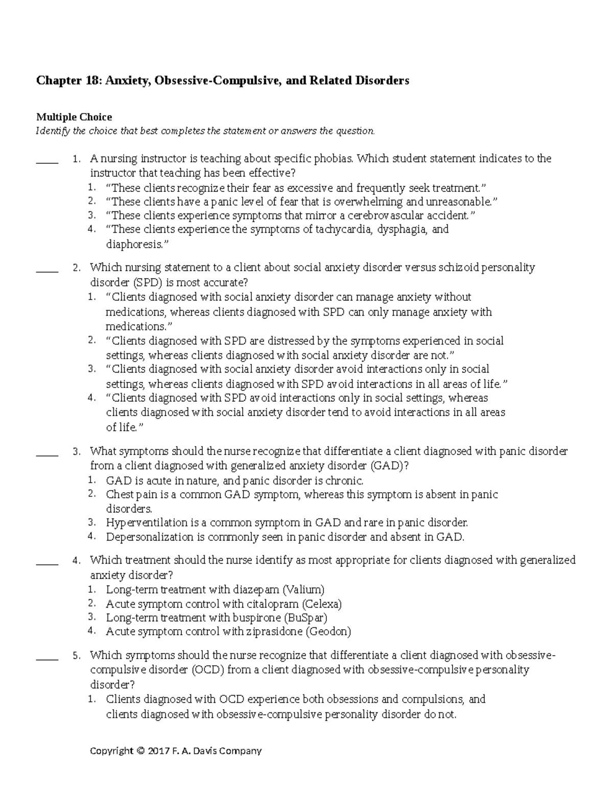 Rtf - Practice Test Banks - Chapter 18: Anxiety, Obsessive-Compulsive ...