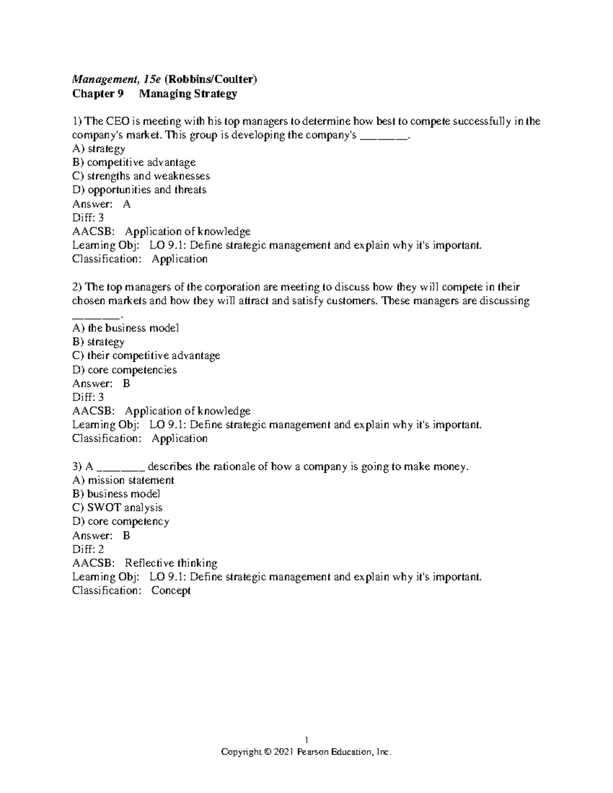 Test Bank For Management Global Edition By Robbins 15th Edition Chapter ...