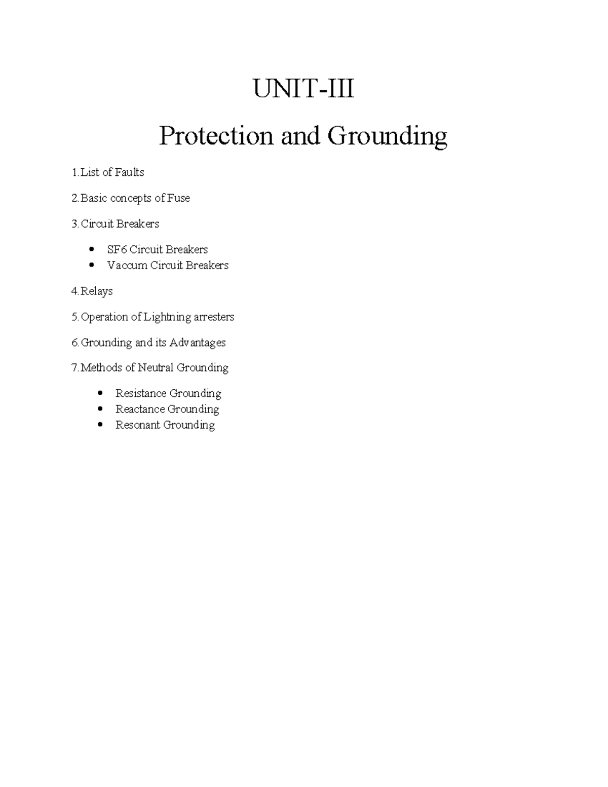 CPSE UNIT-III -Modified - UNIT-III Protection and Grounding 1 of Faults ...