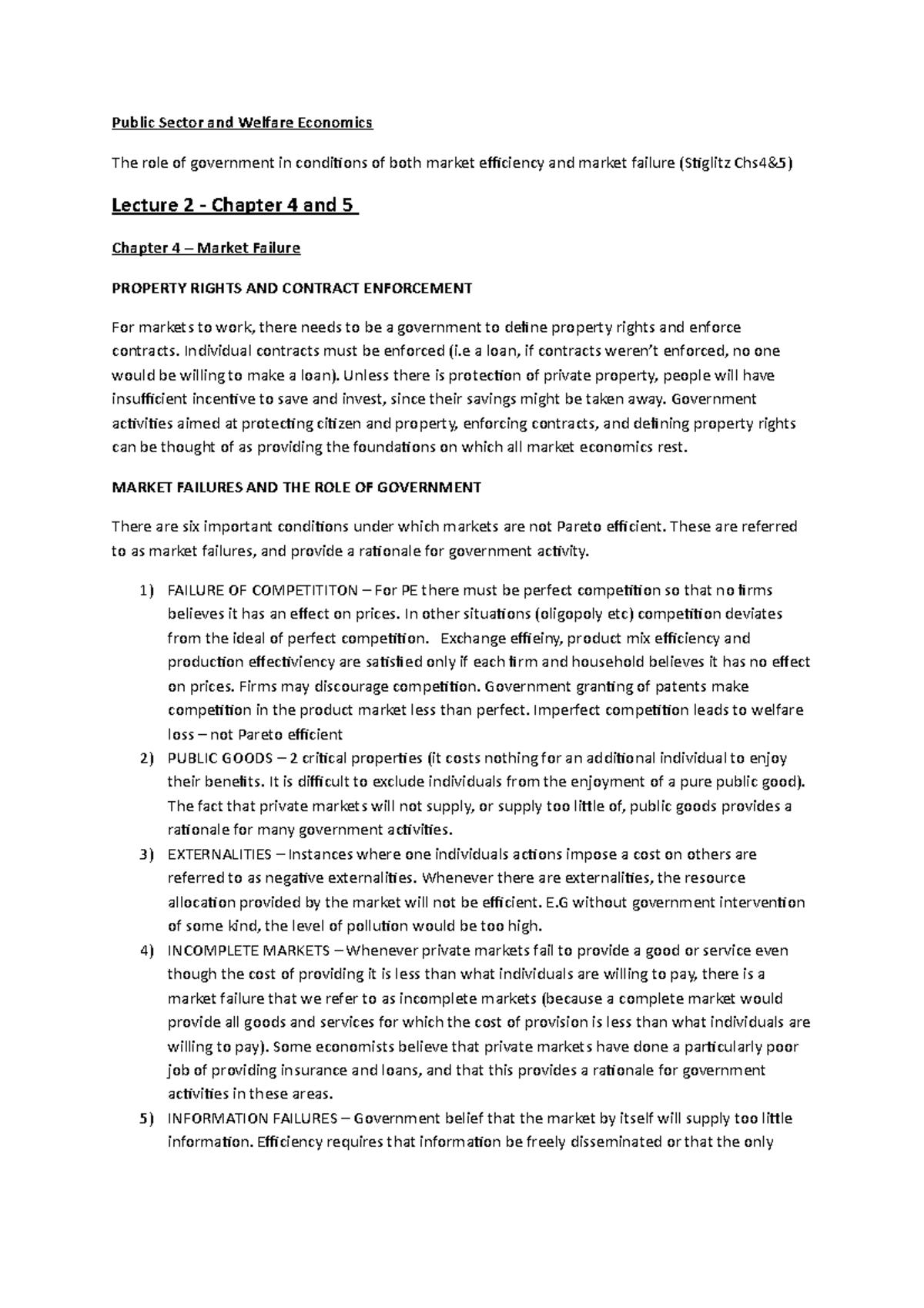 Chapter 2 and 5 - Lecture 2 - Public Sector and Welfare Economics The ...