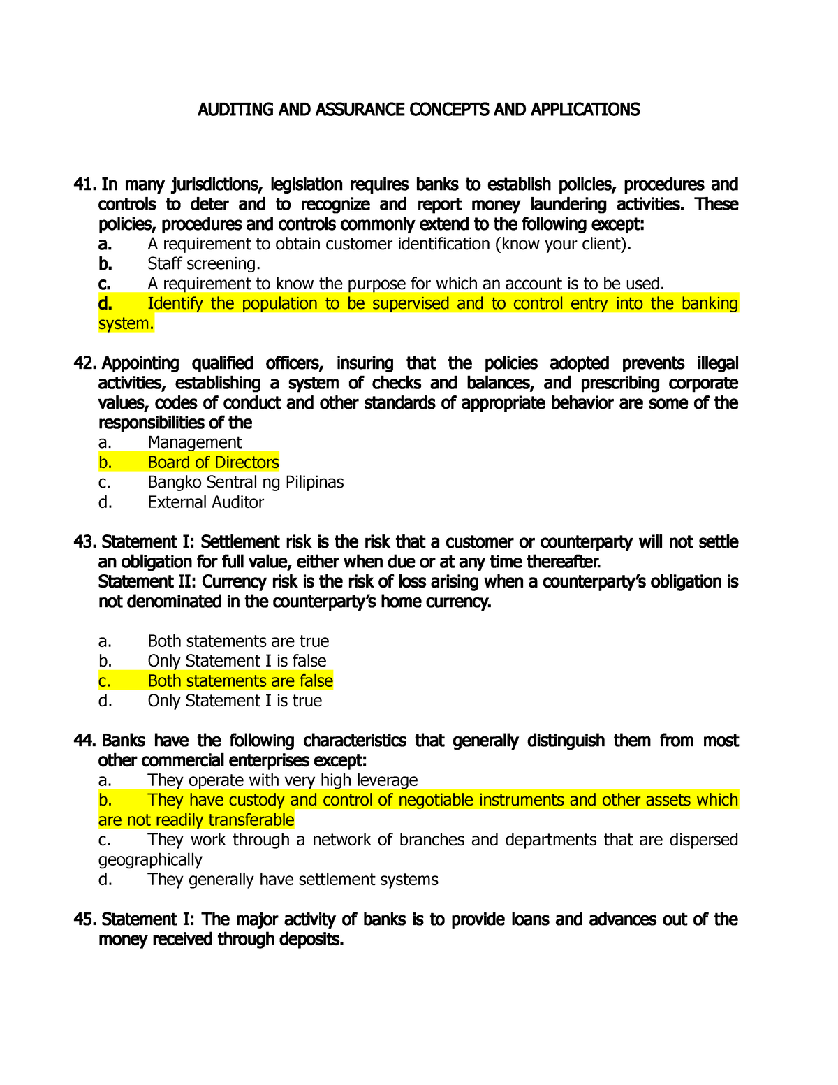 Audit 5 - It Compose Of Multiple Choice Questions With Answers ...