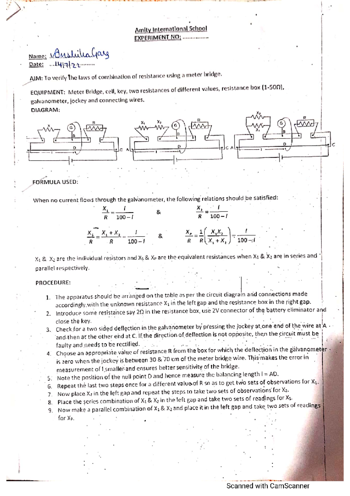 Meter bridge experiment Applied Psychology Studocu