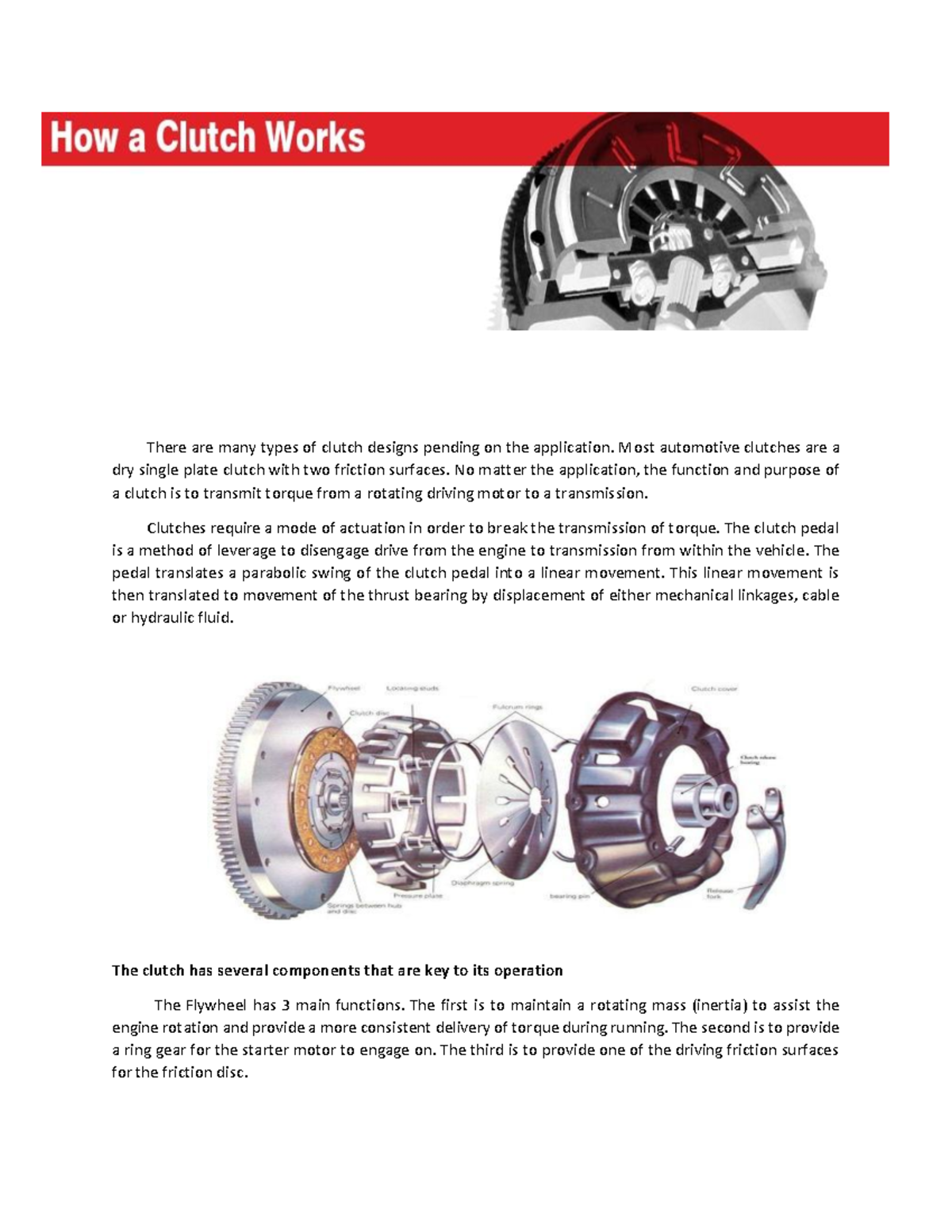 How to work clutch There are many types of clutch designs pending on
