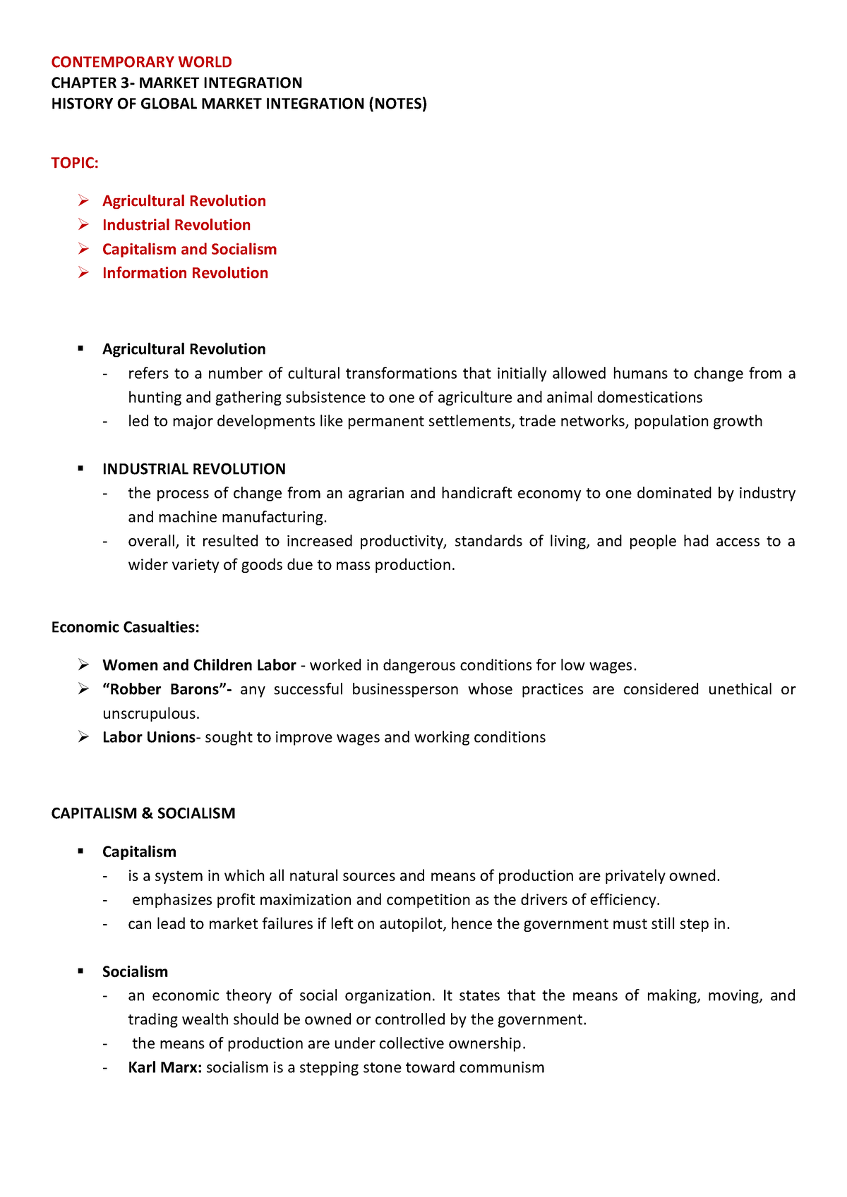 market integration in contemporary world essay