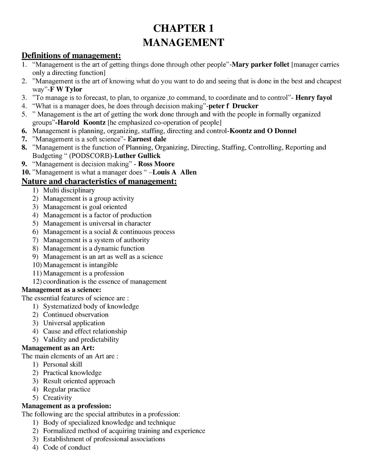 BM Chapter 1 - Lecture Notes - CHAPTER 1 MANAGEMENT Definitions Of ...