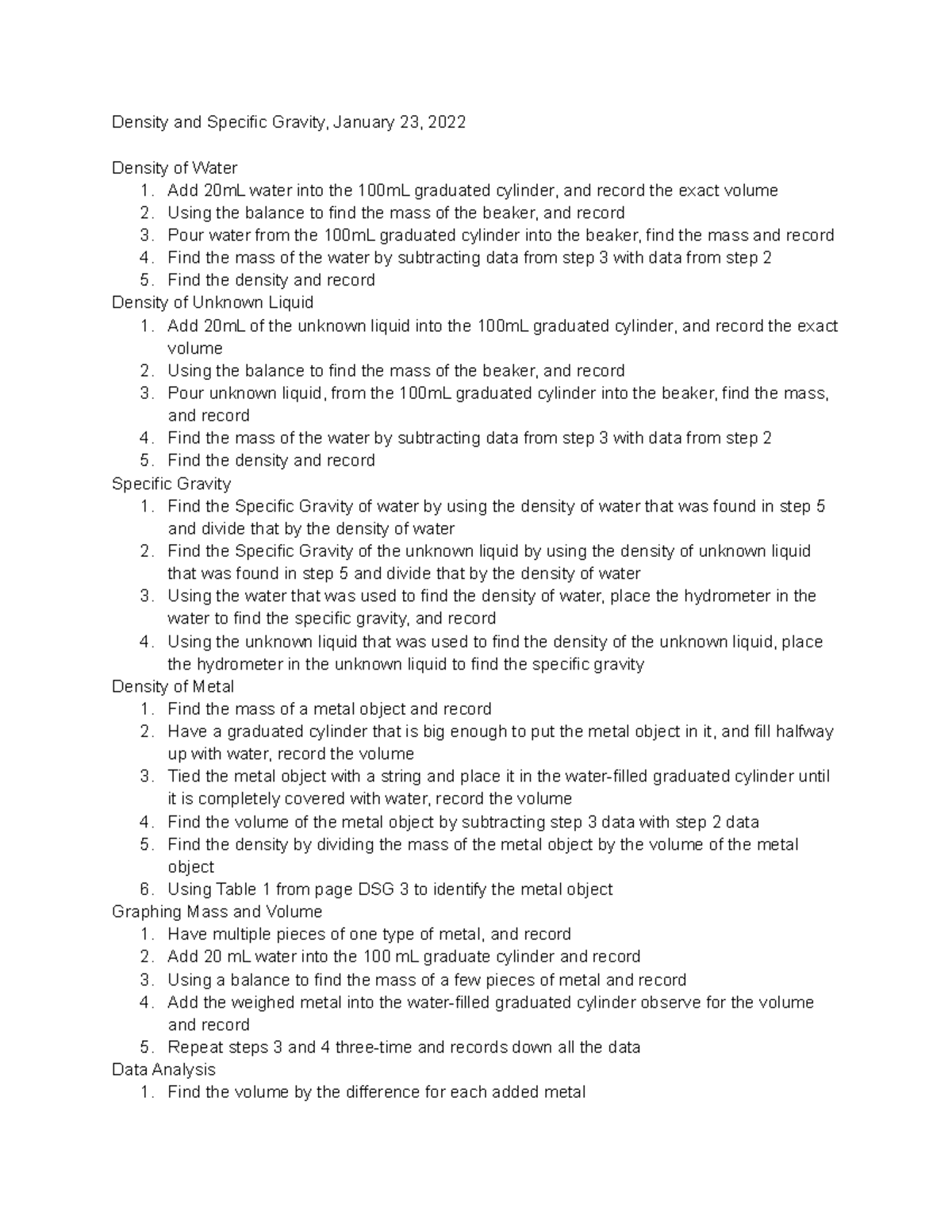 density-and-specific-gravity-summary-add-20ml-water-into-the-100ml