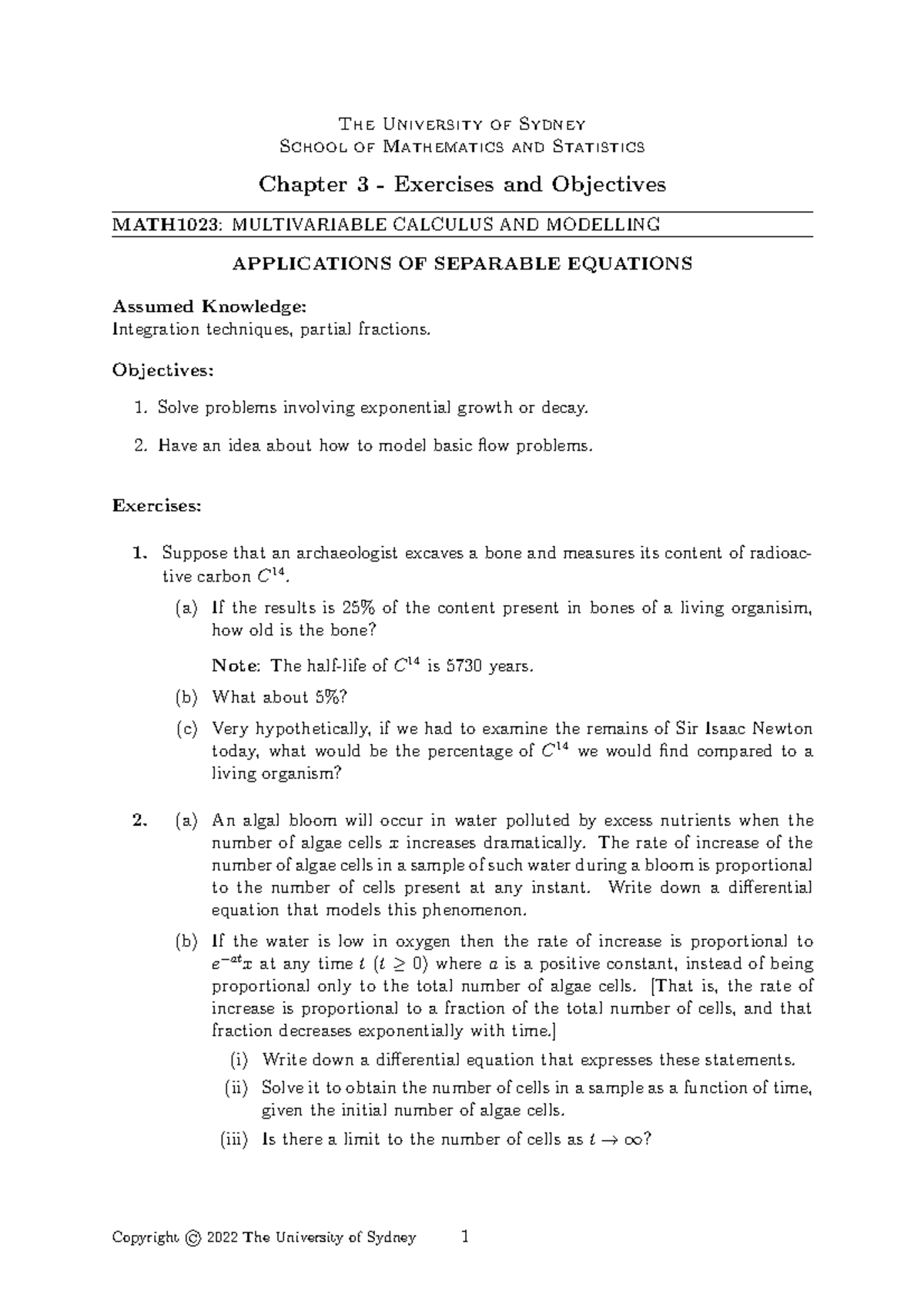Exercises Chapter 03 - The University of Sydney School of Mathematics ...