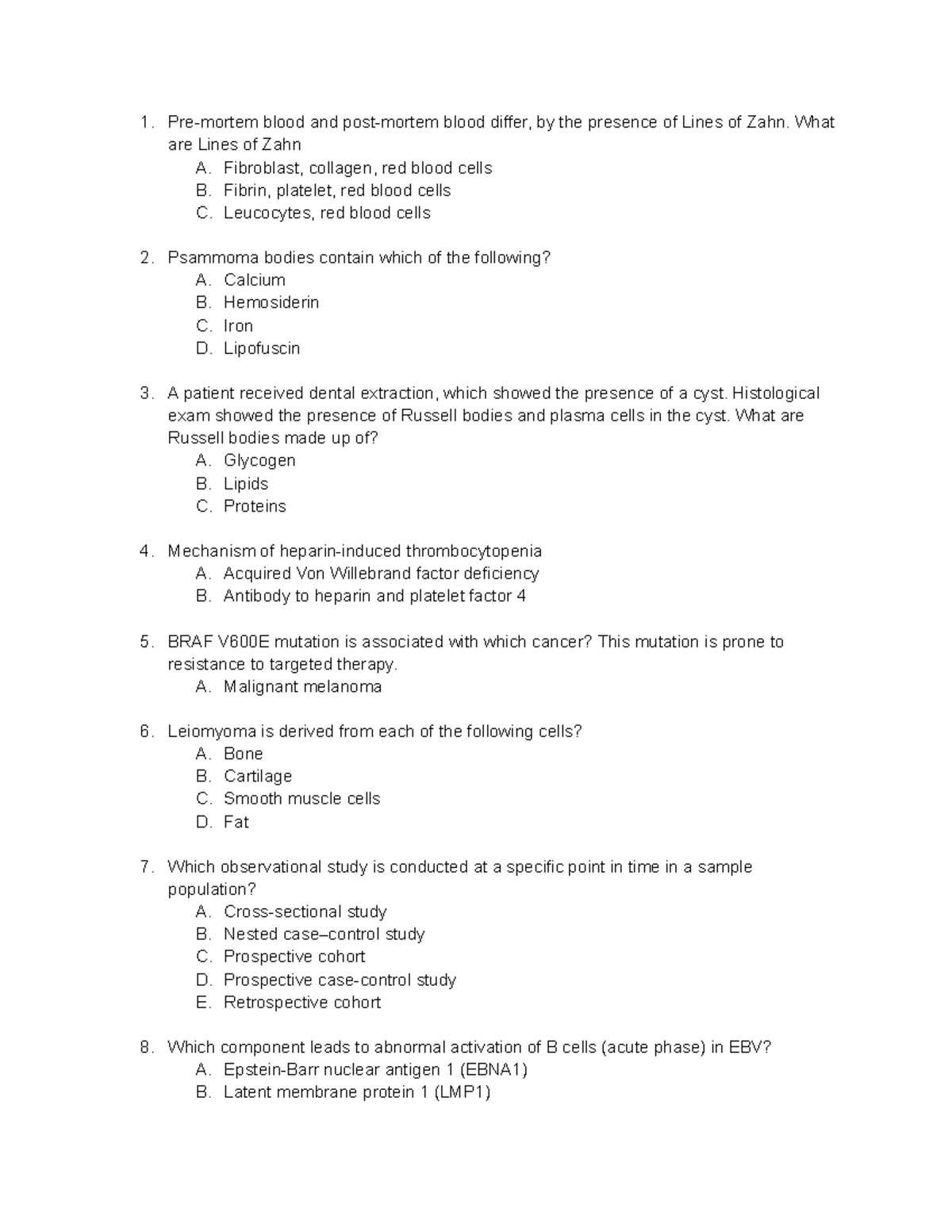 BPS 2021 - Exam - Pre-mortem blood and post-mortem blood differ, by the ...