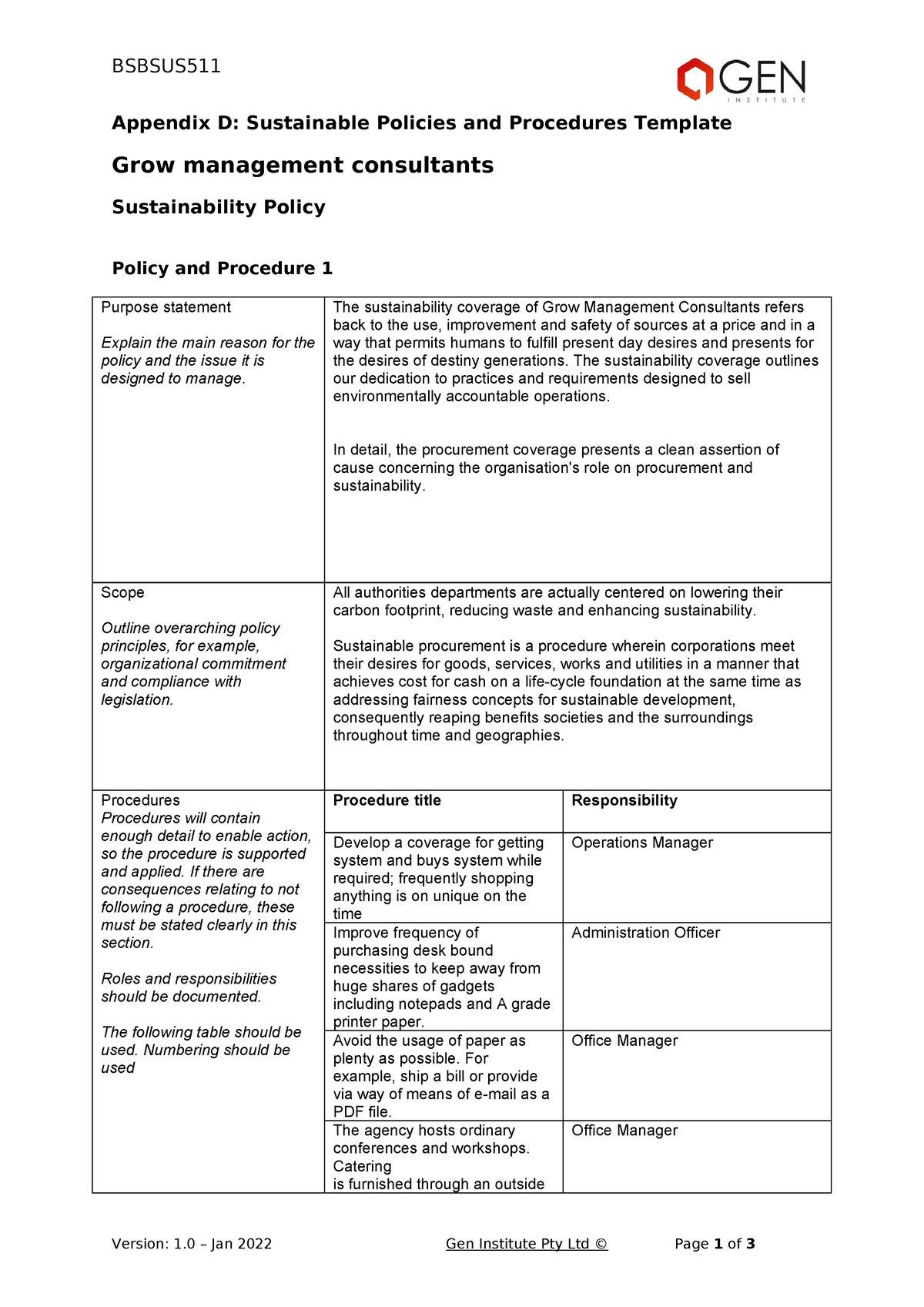 Appendix D - human resource - BSBSUS Appendix D: Sustainable Policies ...