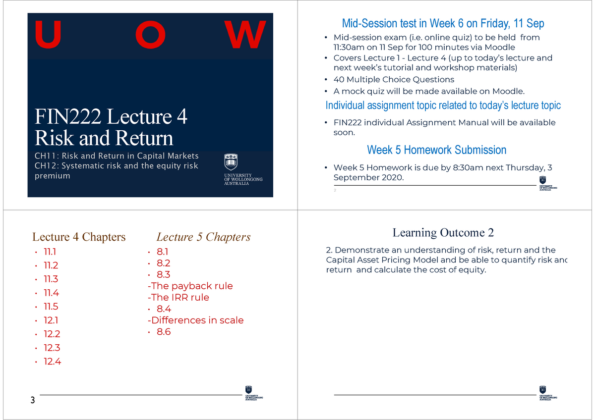 Lecture 4 - N/a - Warning: TT: Undefined Function: 32 FIN222 Lecture 4 ...