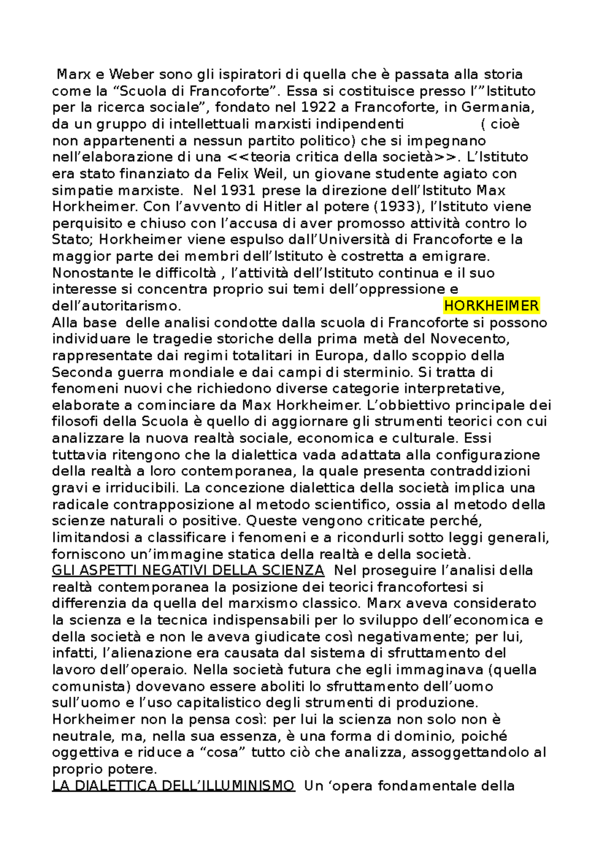 Horkheimer E Adorno Marx e er sono gli ispiratori di quella che è