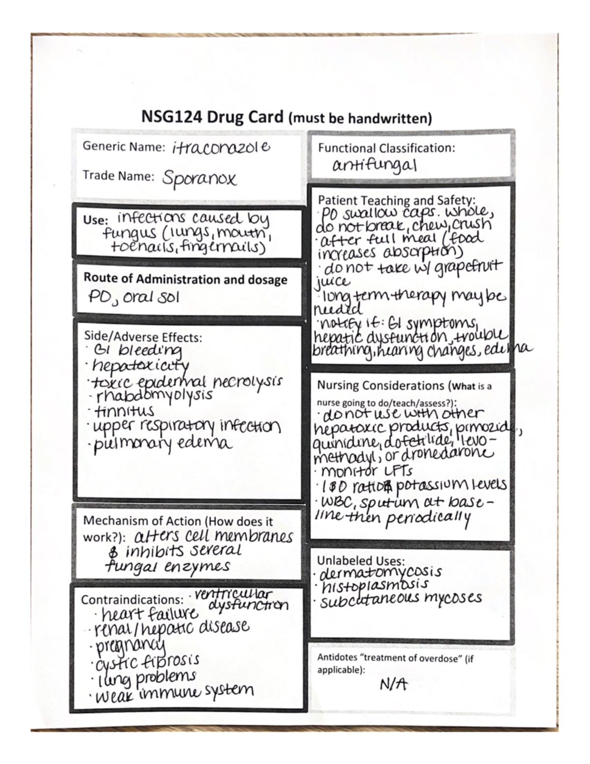 Drug Cards Week 6 - NSG 124 - Studocu