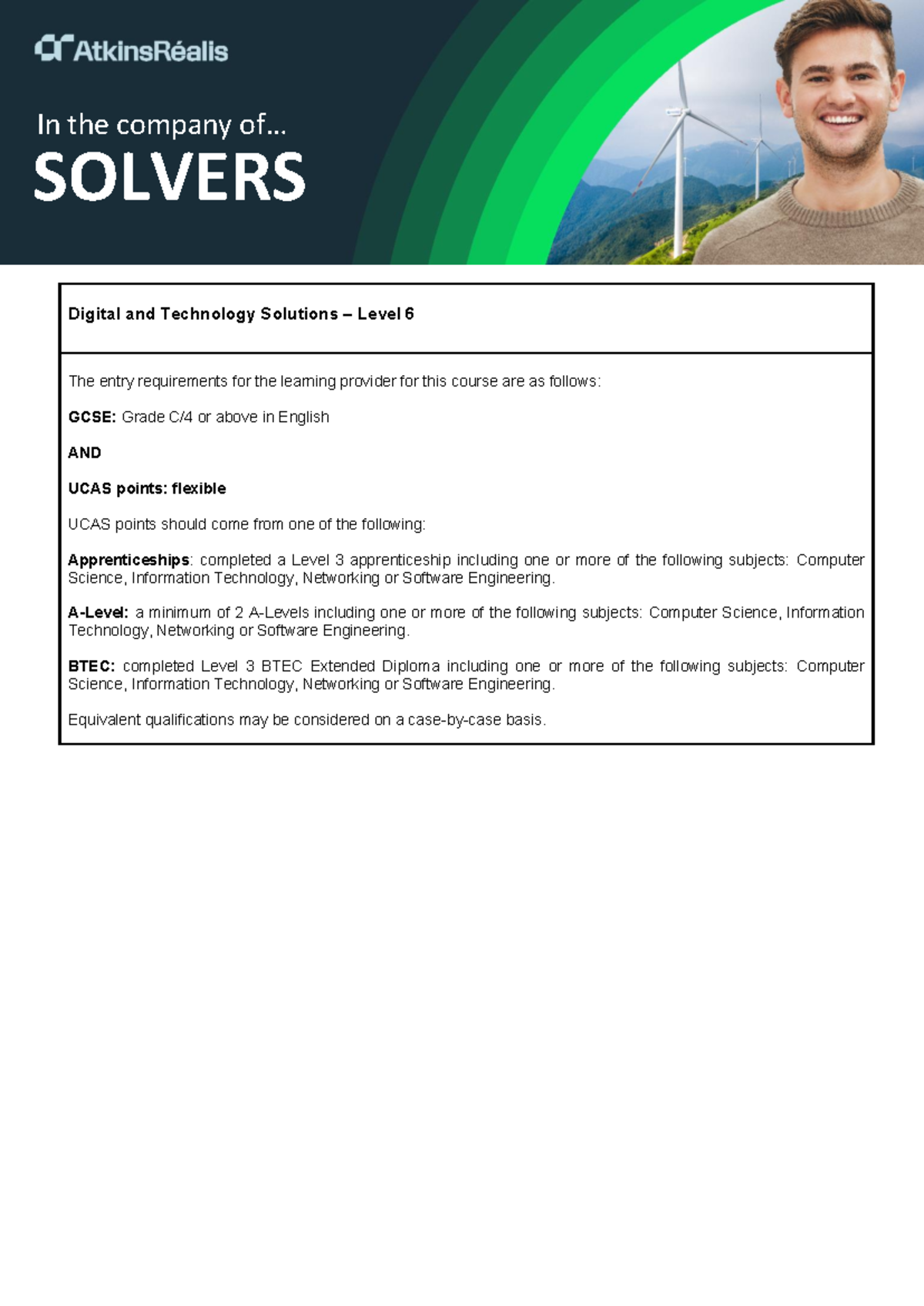 Digital and Technology Solutions L6 - Entry Requirements - Whitehaven ...