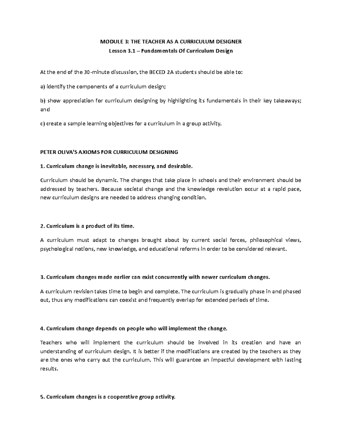 Profed-109-report - For all - MODULE 3: THE TEACHER AS A CURRICULUM ...