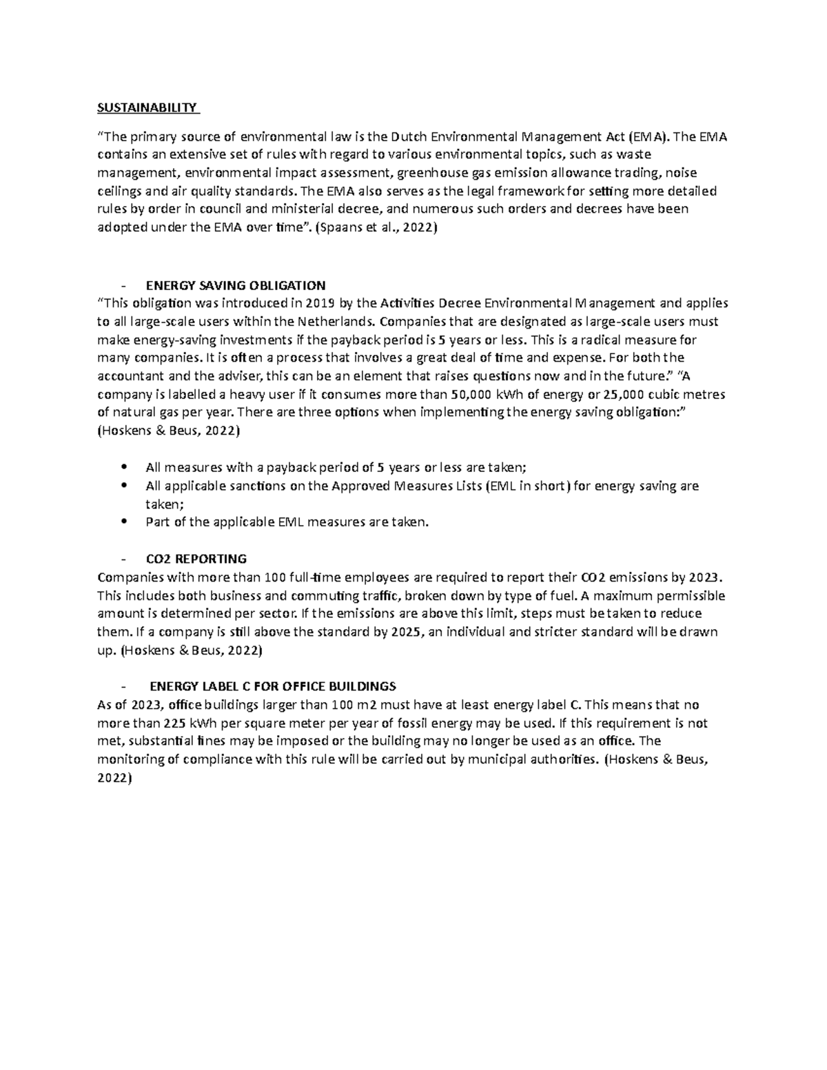 Laws in the Netherlands - SUSTAINABILITY “The primary source of ...