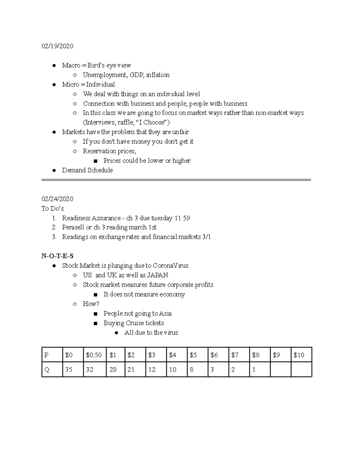ECON 101 Notes - 02/19/ Macro = Bird’s eye view Unemployment, GDP ...