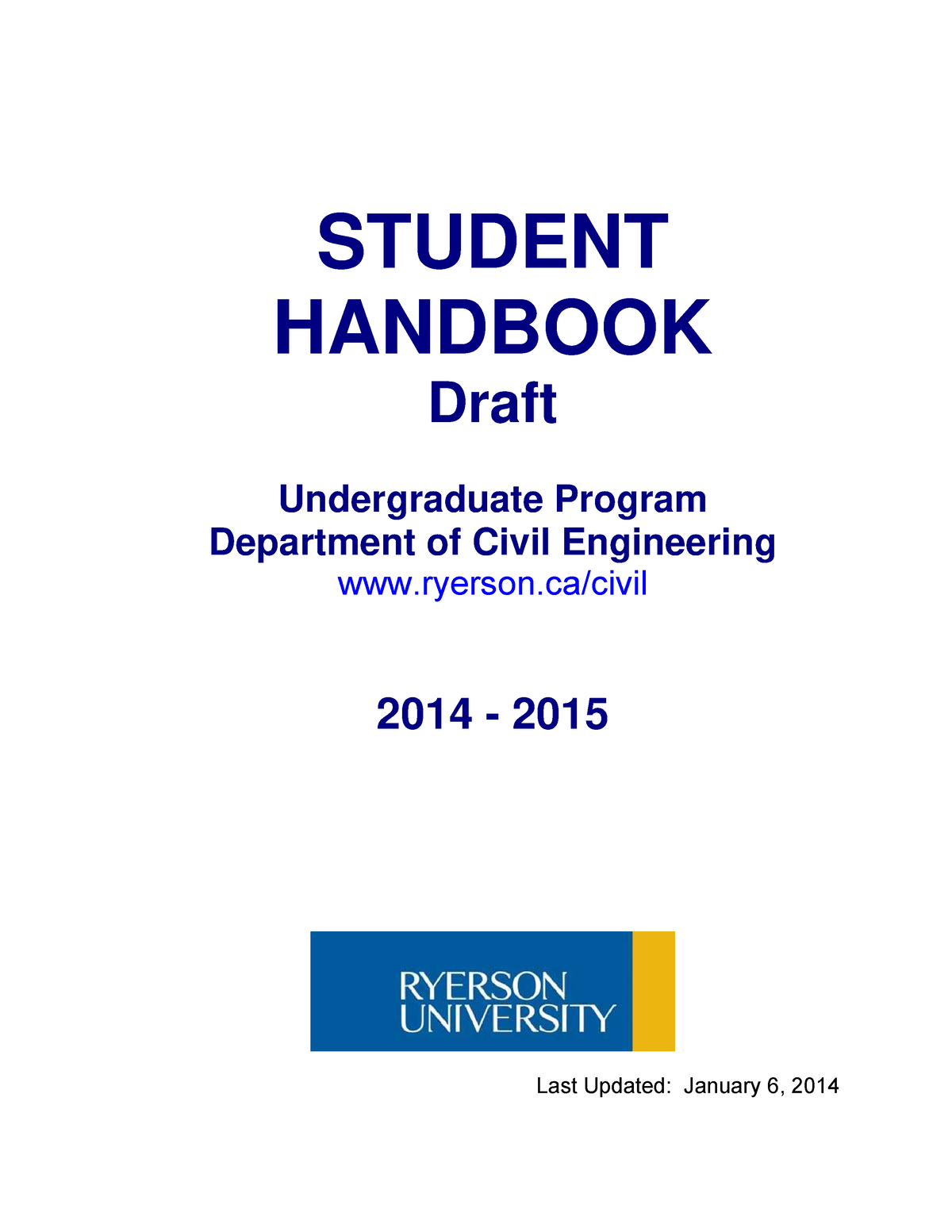 Student Handbook Draft - STUDENT HANDBOOK Draft Undergraduate Program ...