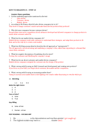 KEY TO UNIT 4 - KEY EOU - KEY TO UNIT 4 VOCABULARY PREPARATION ...