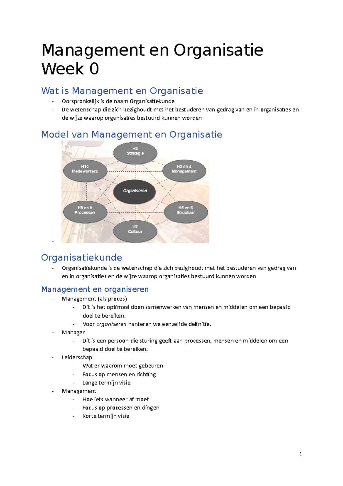 Management En Organisatie, Geheel Vak Leerjaar 1 - Management En ...