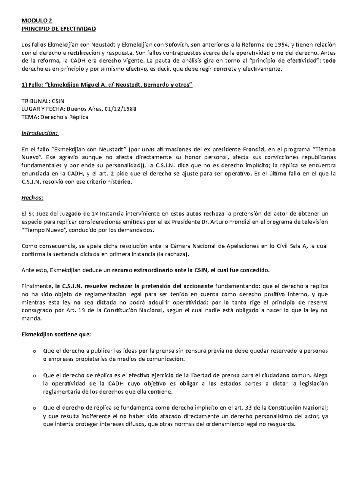 Compilado de fallos, derechos humanos, segundo año - MODULO 2 PRINCIPIO ...
