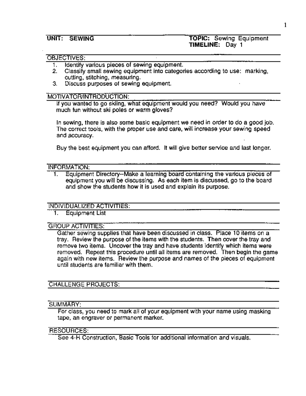 Classification of sewing equipments GEBusiness Communication Studocu