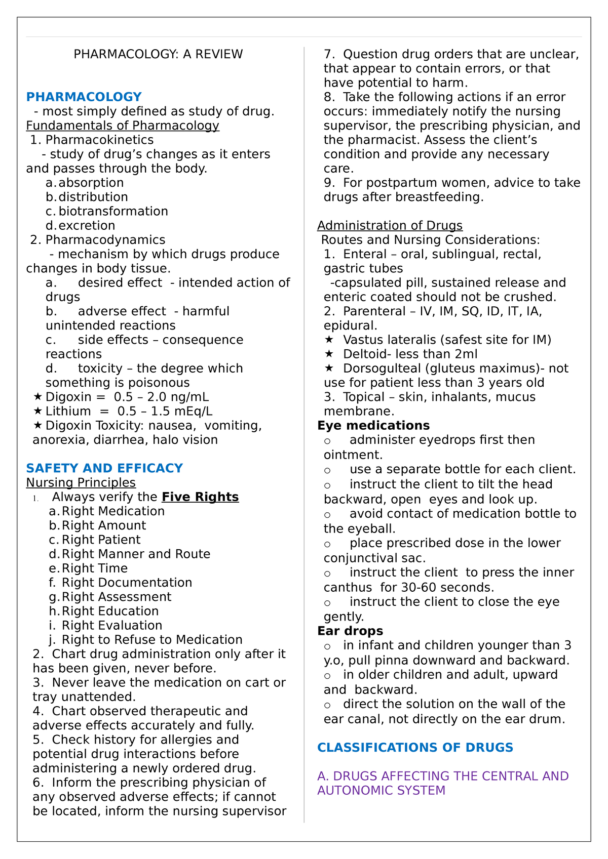 Pharmacology Reviewer - PHARMACOLOGY: A REVIEW PHARMACOLOGY Most Simply ...