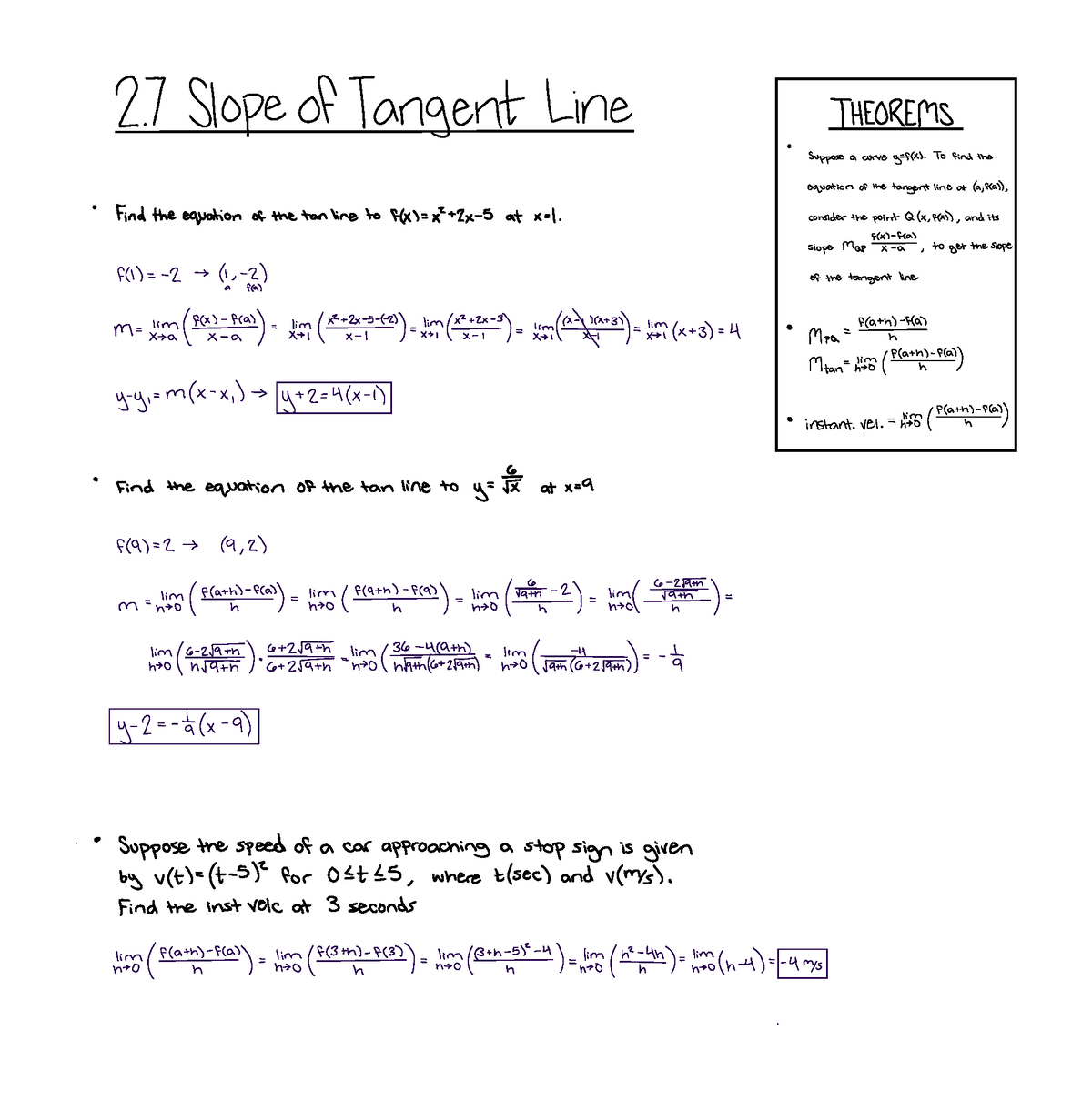 2 7 Slope Of Tangent Line 2 7 Slope Of Tangent Line Find The Equation Of The Tan Line To F