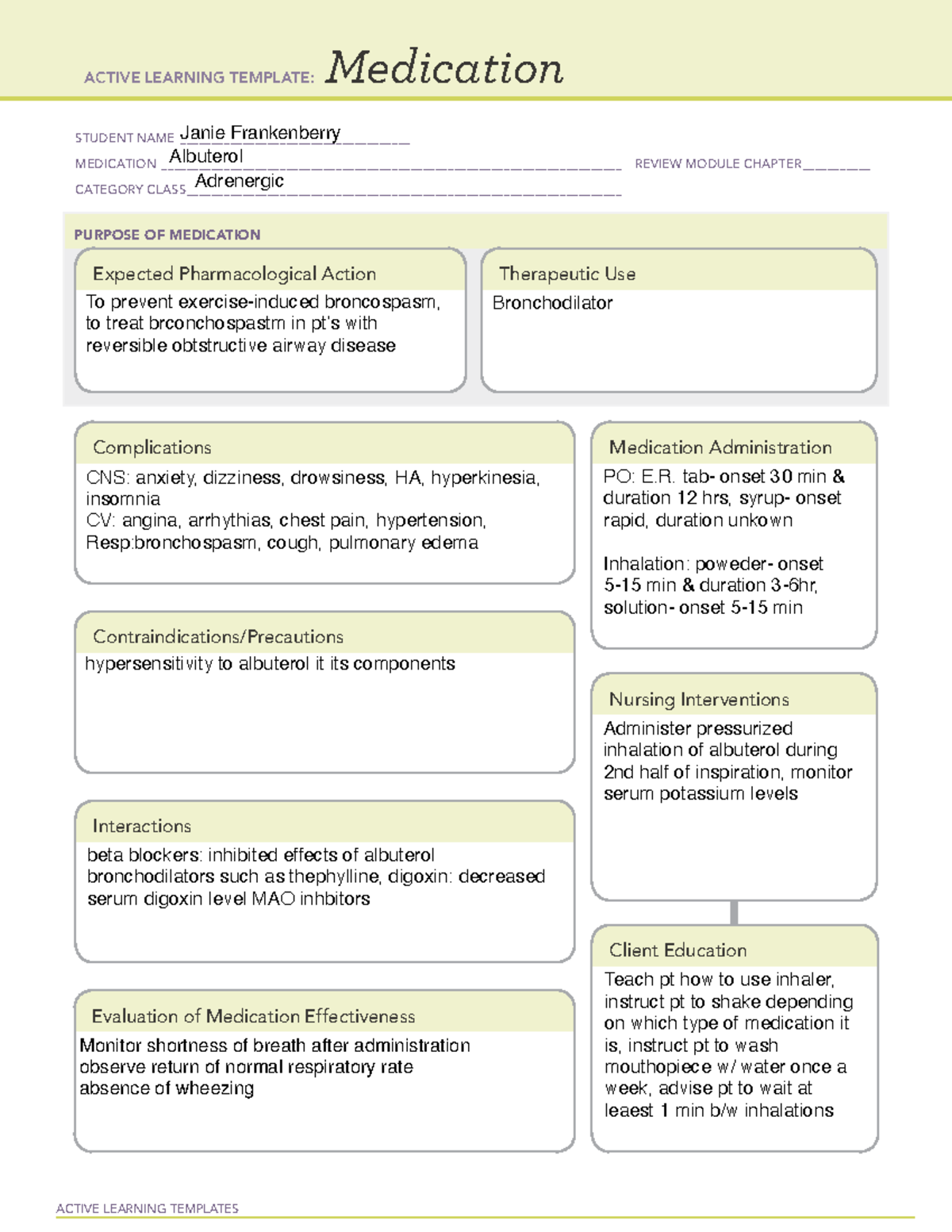 Albuterol Medication - jjjj - ACTIVE LEARNING TEMPLATES Medication ...