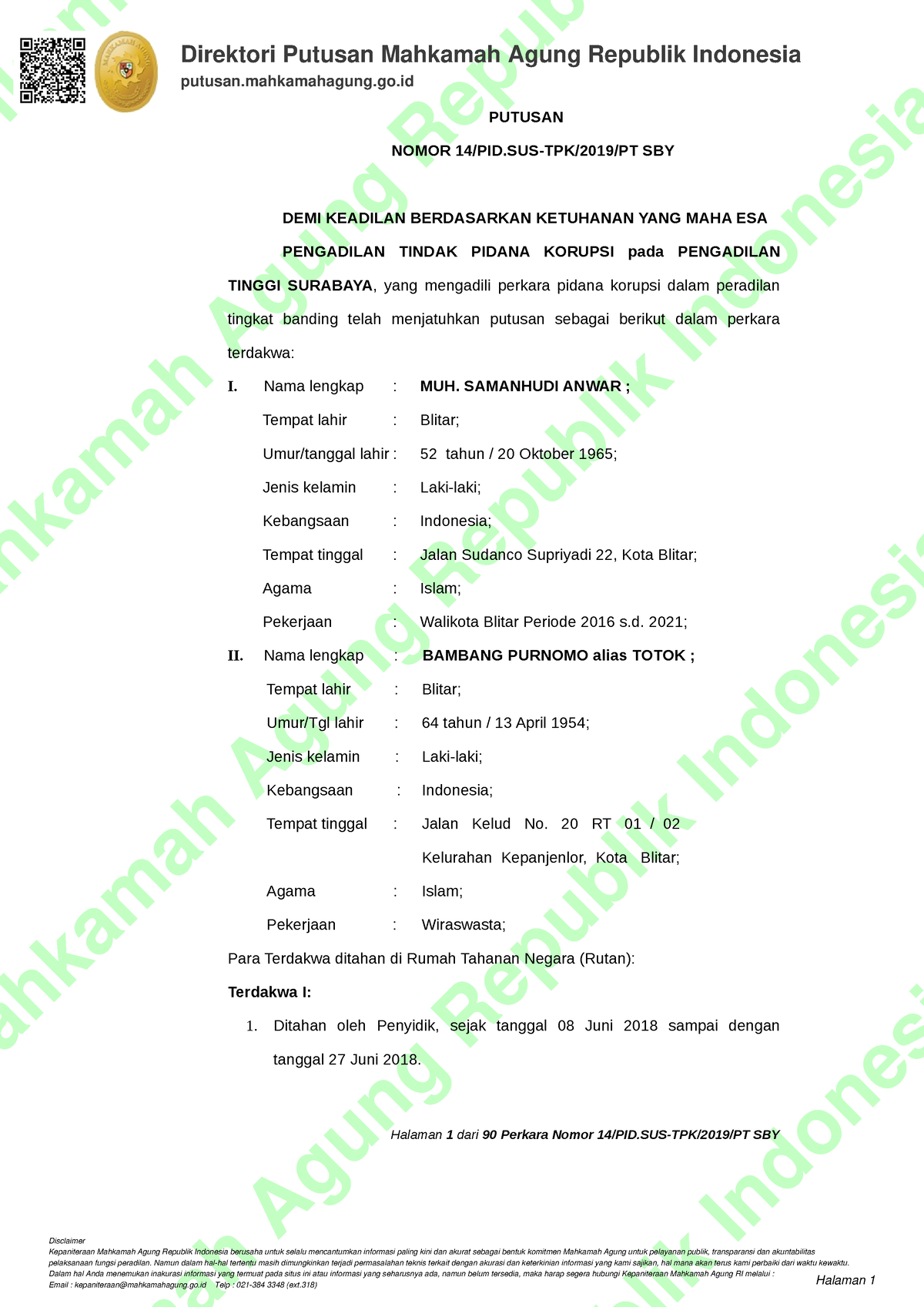 Putusan 14 Pid - Indonesia Putusan.mahkamahagung.go PUTUSAN NOMOR 14 ...