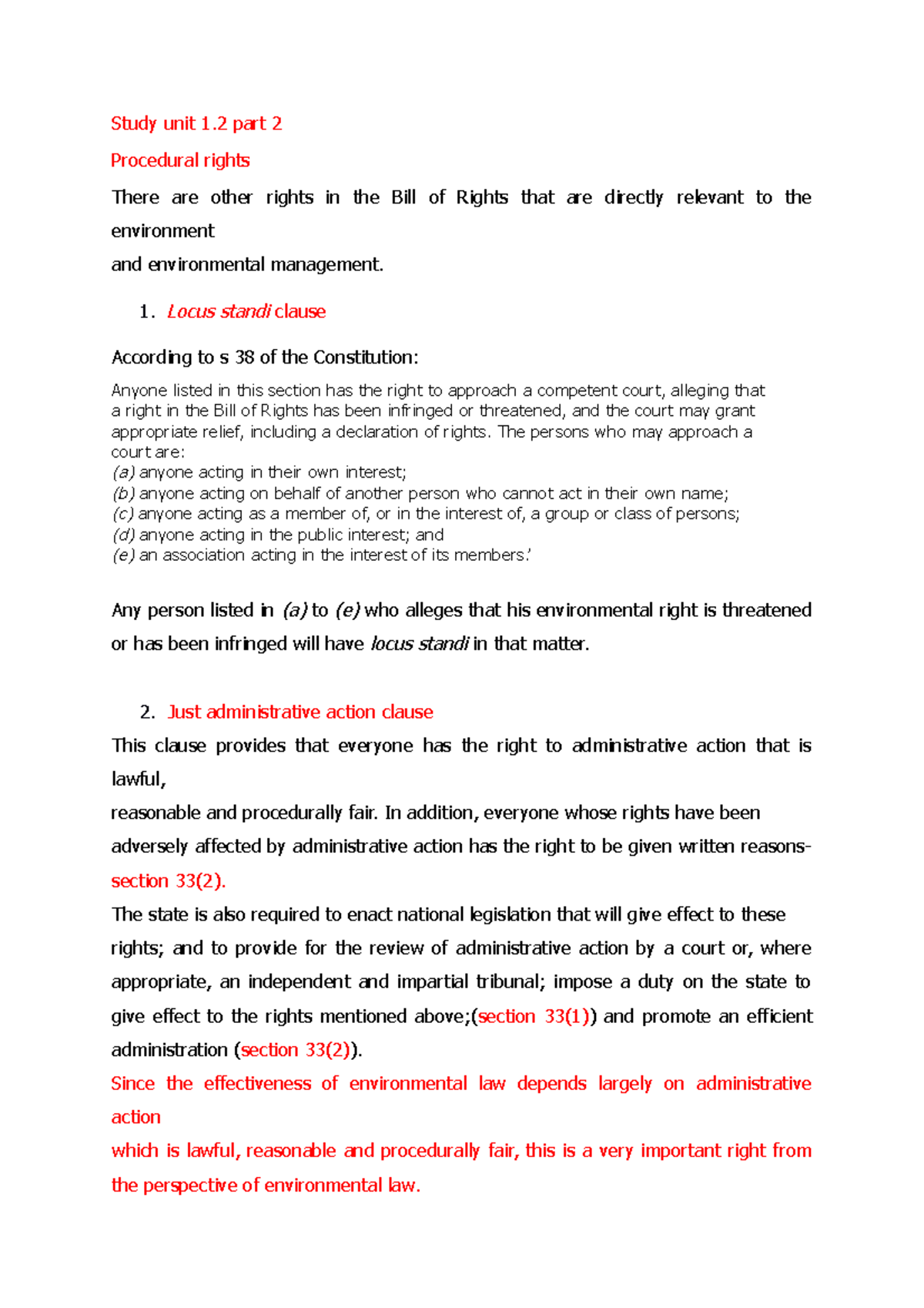 Study unit 1 part 2 Further statutes regulating environmental the