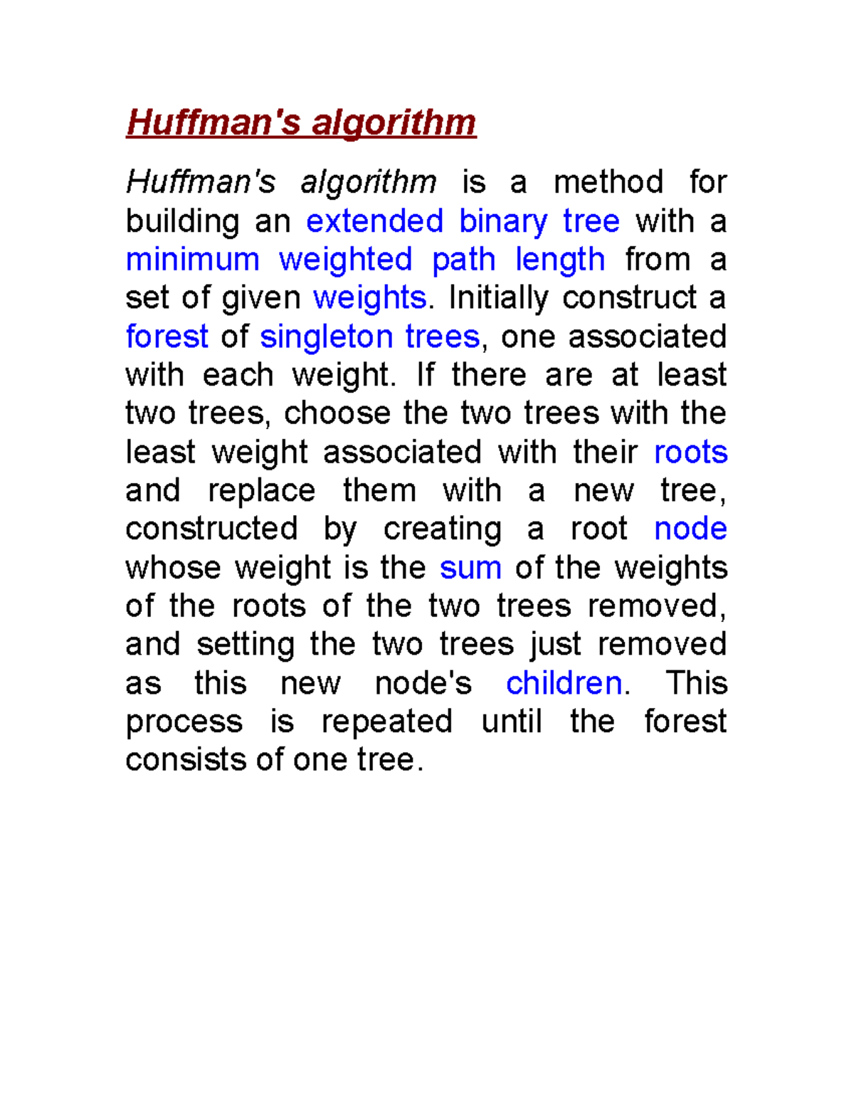 Huffman - Lecture notes 8 - Huffman's algorithm Huffman's algorithm is ...