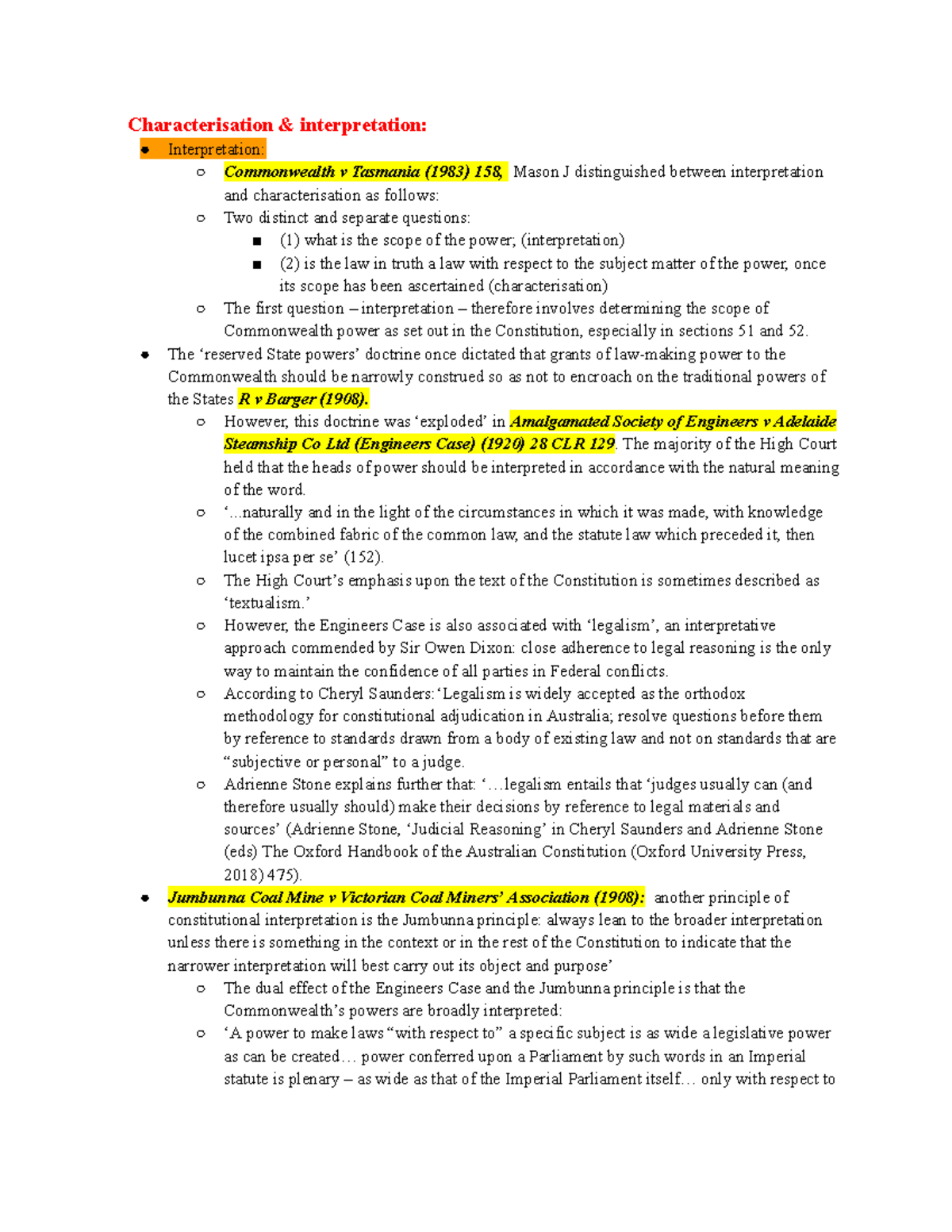 Essay Questions Constitutional Law - Google Docs - Characterisation ...