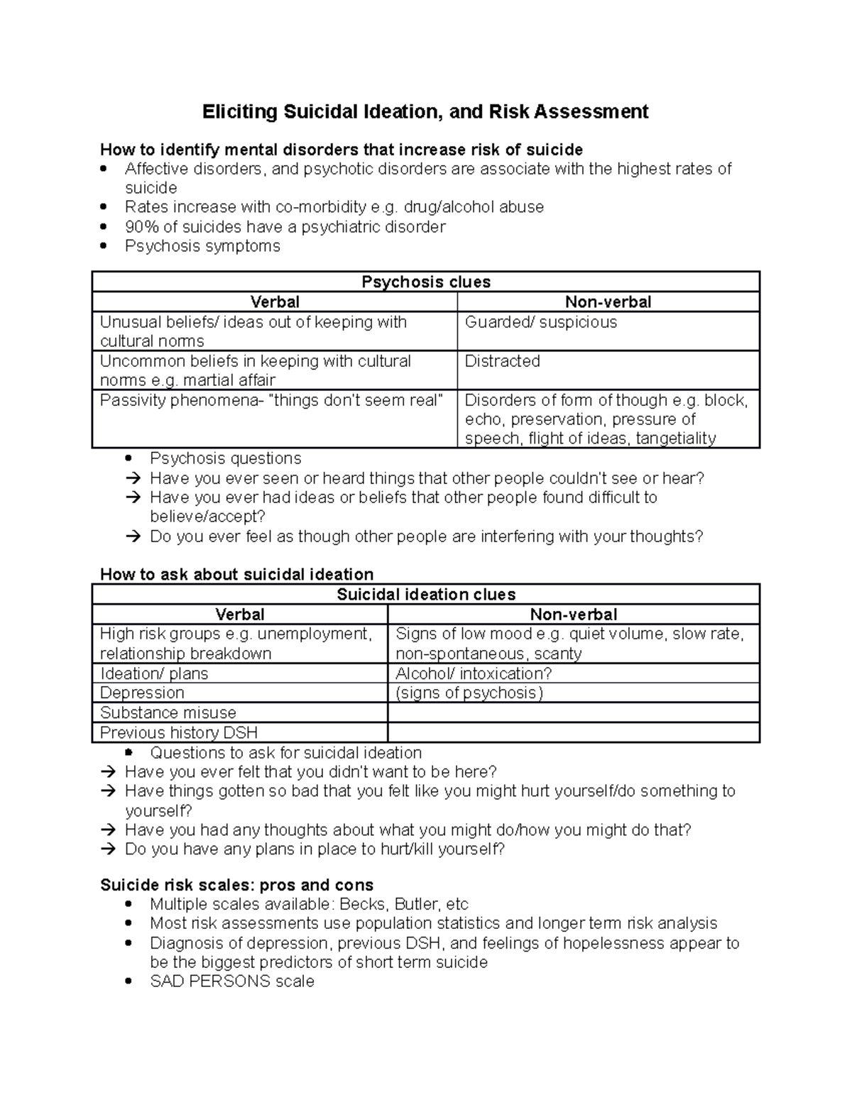 4. Eliciting Suicidal Ideation and risk assessment - Eliciting Suicidal ...