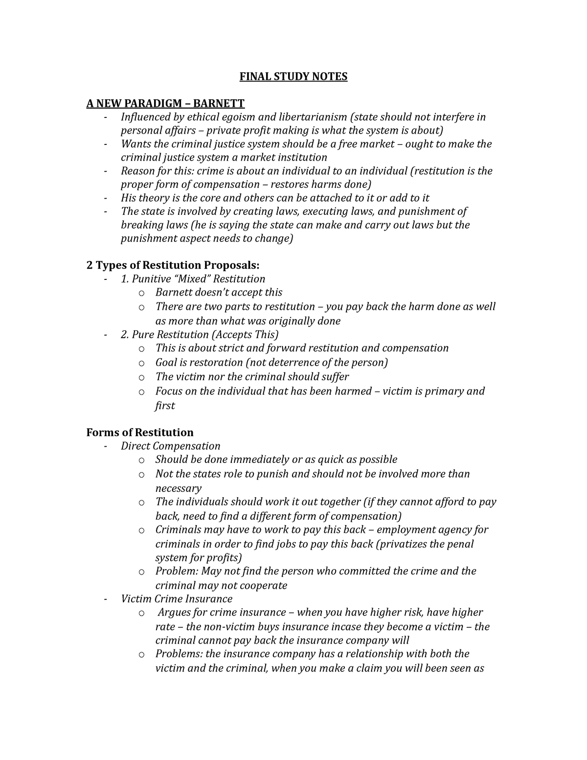 Summary complete Dr. Falconer FINAL STUDY NOTES A NEW PARADIGM