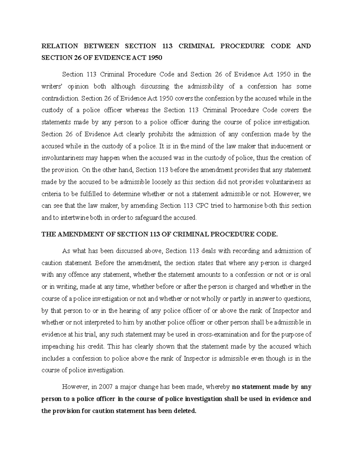 Amendment of the S113 and the Effect of the amendment - RELATION ...