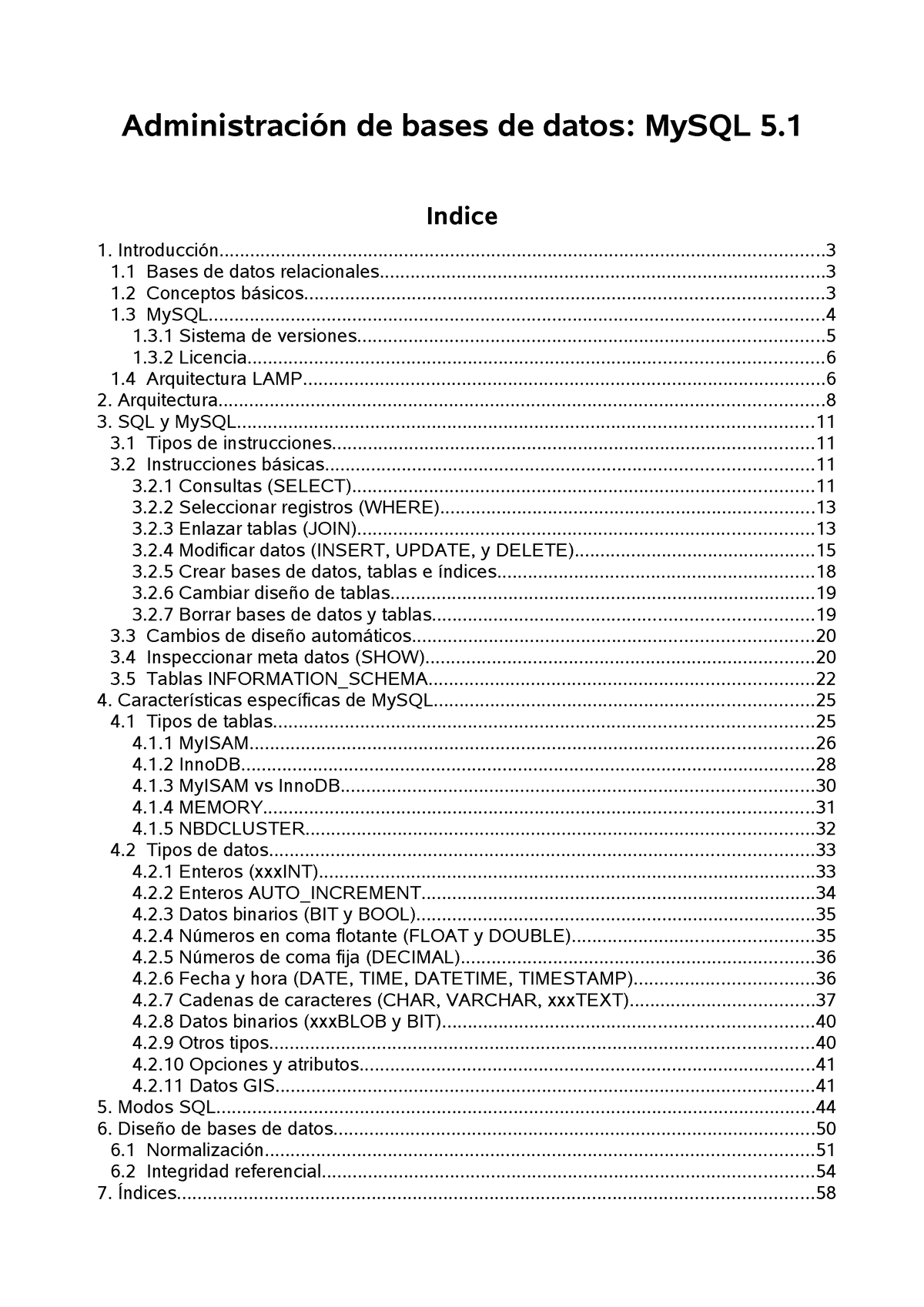 Adminitracion De Bases De Datos Mysql 5 Indice Administración De Bases De Datos Mysql 5 9045