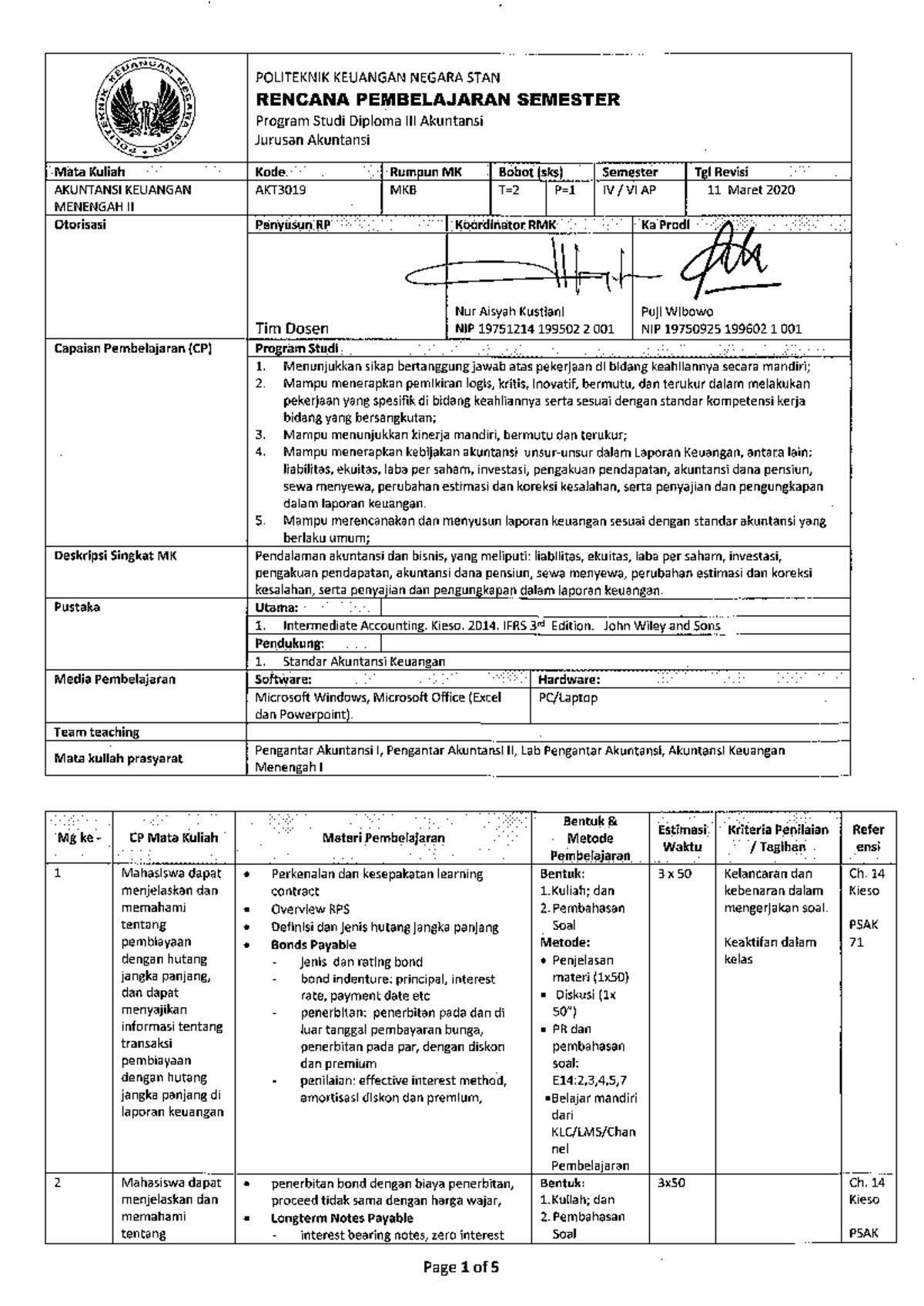 RPS AKM II - Rps 2020/2021 Semester 4 - POLITEKNIK KEUANGAN NEGARA STAN ...