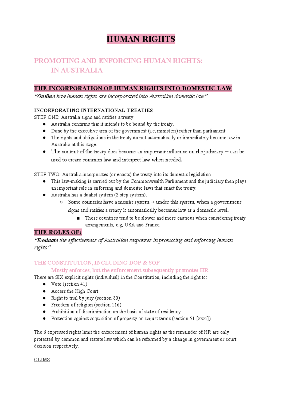 3. Promoting and Enforcing HR; Australia - HUMAN RIGHTS PROMOTING AND ...
