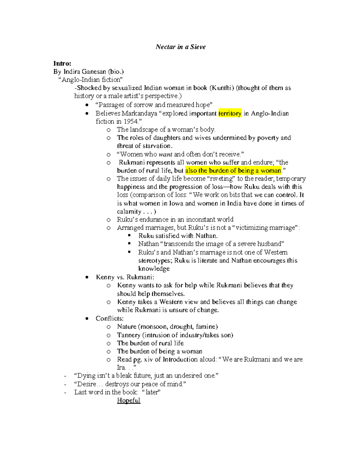 Nectar In A Sieve Full Book Short Notes - Nectar in a Sieve Intro: By ...