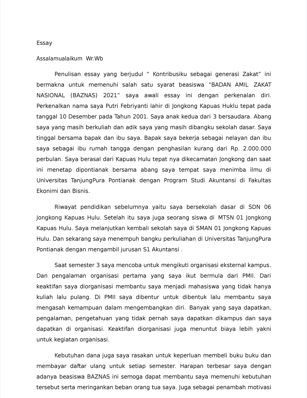 contoh essay zakat