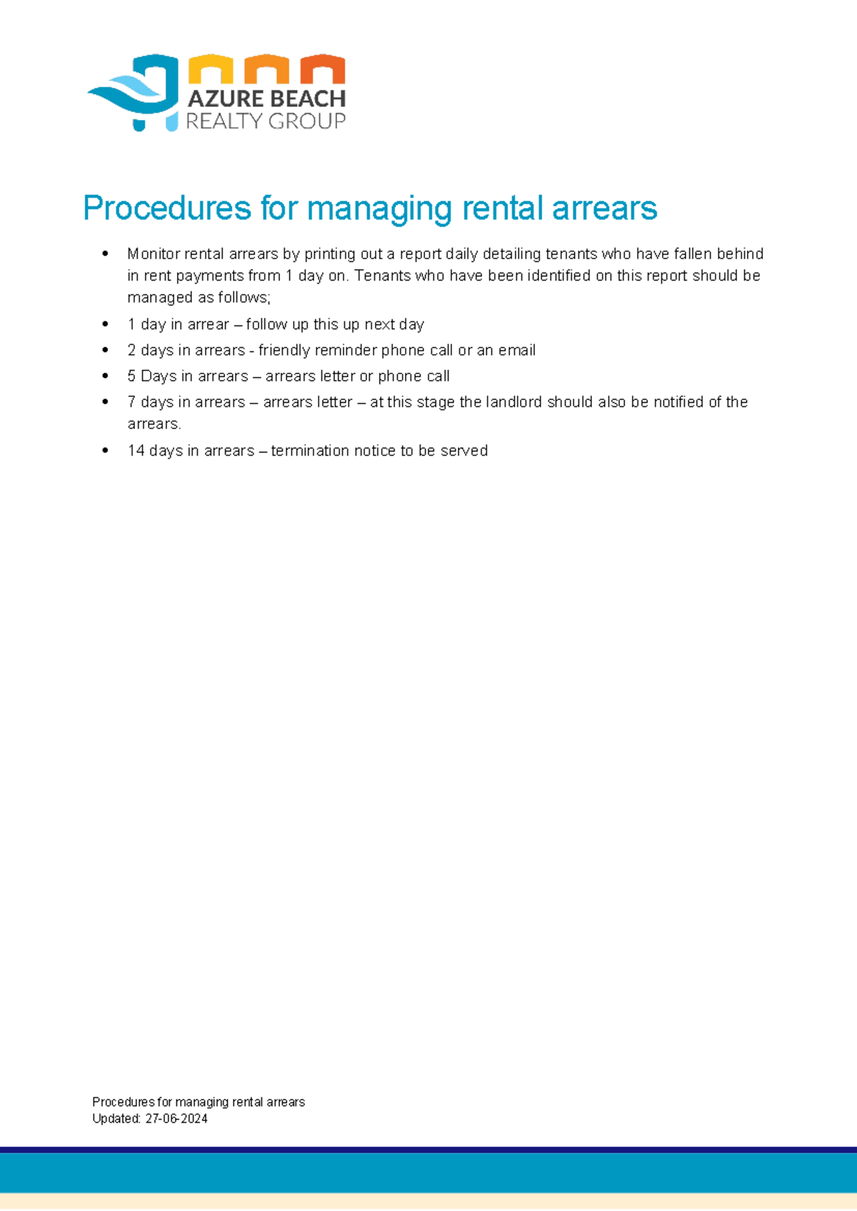 ABRG Procedures for managing rental arrears - Procedures for managing ...