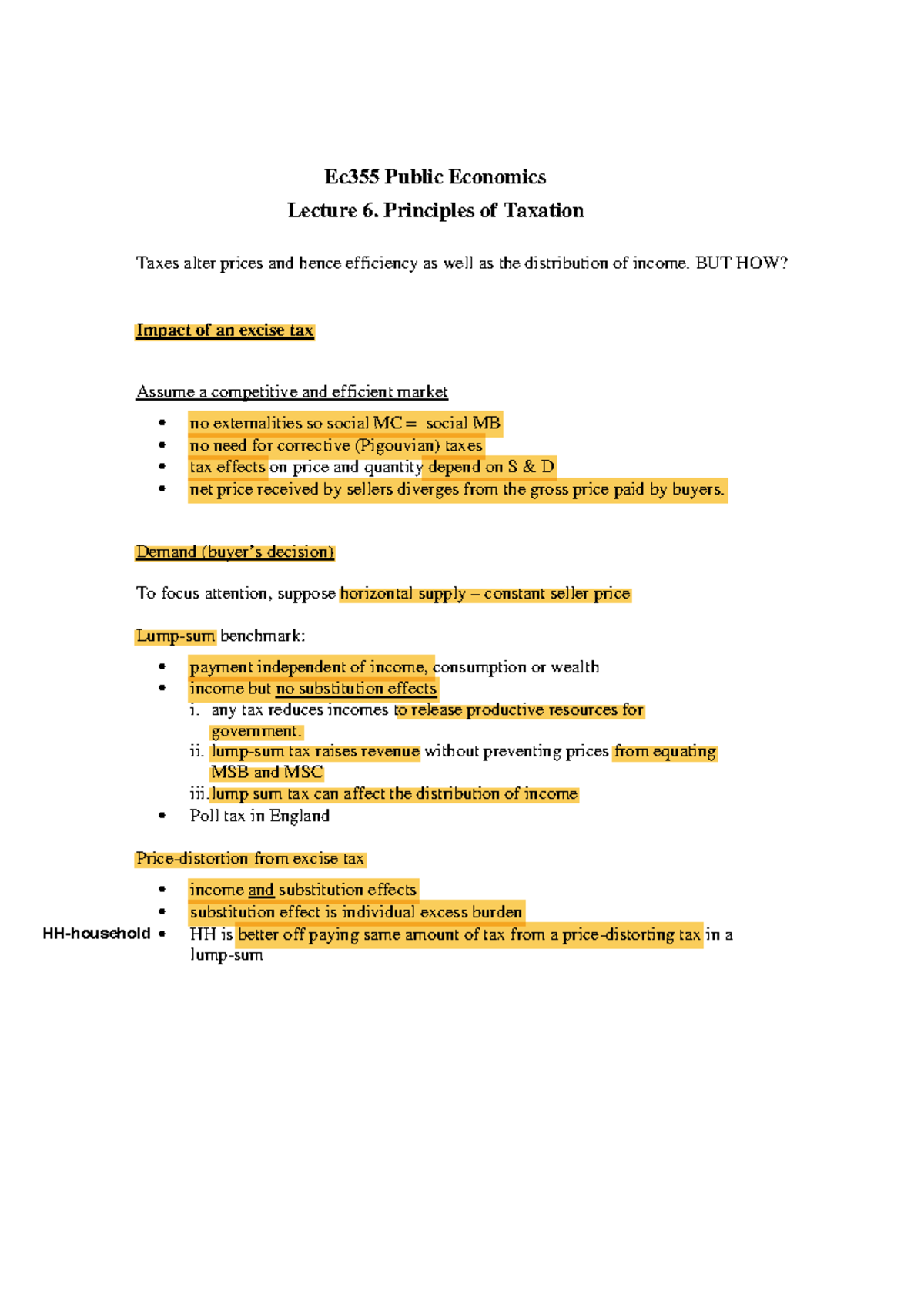 Ec355 Lecture Notes 6 Principles of Taxation copy - Ec355 Public ...