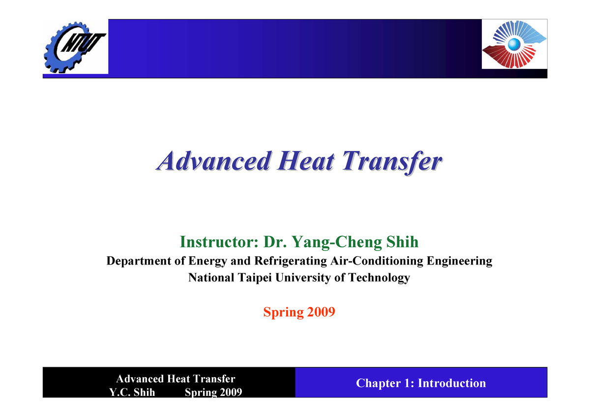 Ch1-Introduction-Heat - Advanced Heat Transfer Chapter 1: Introduction ...