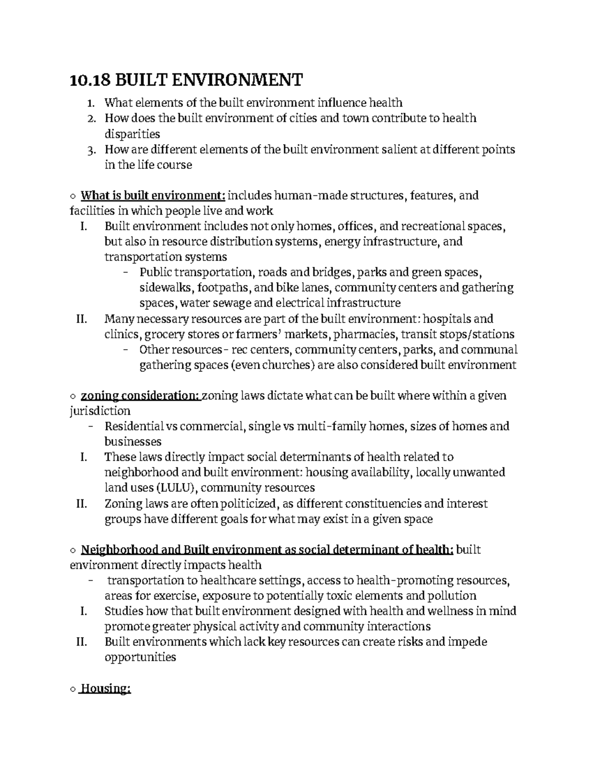 10.18 built environment - 10 BUILT ENVIRONMENT What elements of the ...