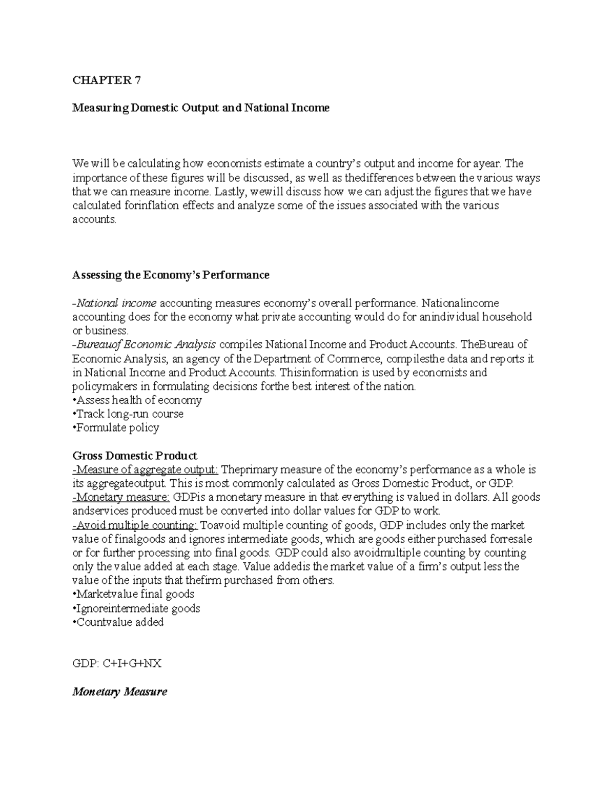 Chapter 7 Macro - Lecture notes 7 - CHAPTER 7 Measuring Domestic Output ...