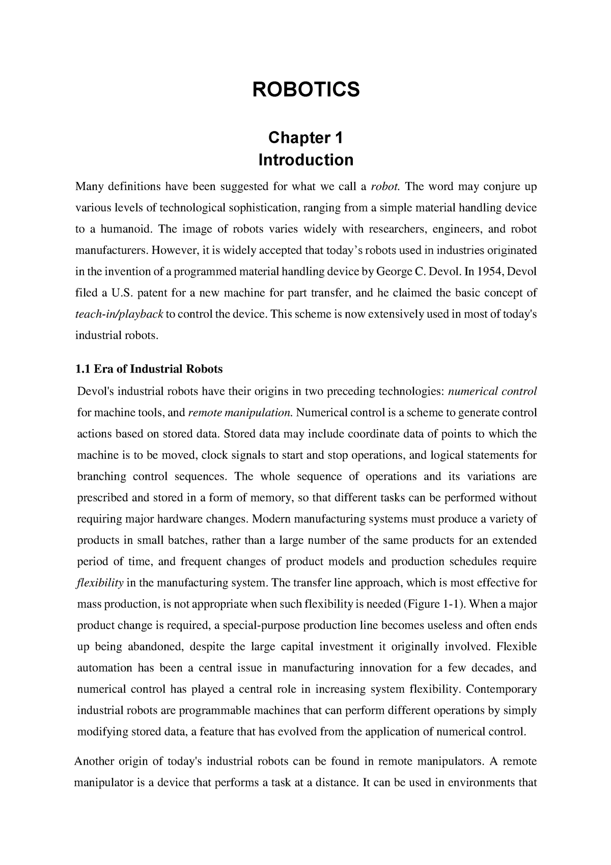 Robotics Lecture Notes - ROBOTICS Chapter 1 Introduction Many ...