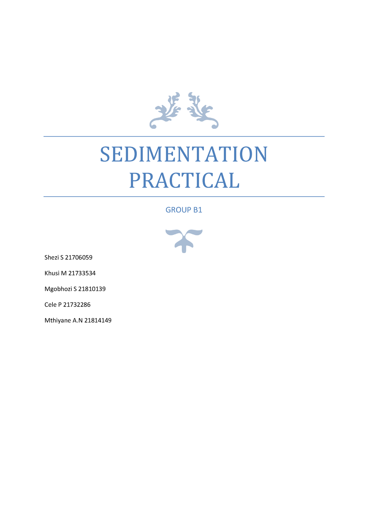 sedimentation experiment lab report