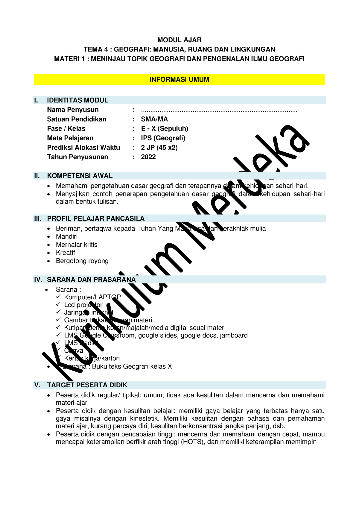 Geo X - Pengantar Geografi - MODUL AJAR TEMA 4 : GEOGRAFI: MANUSIA ...