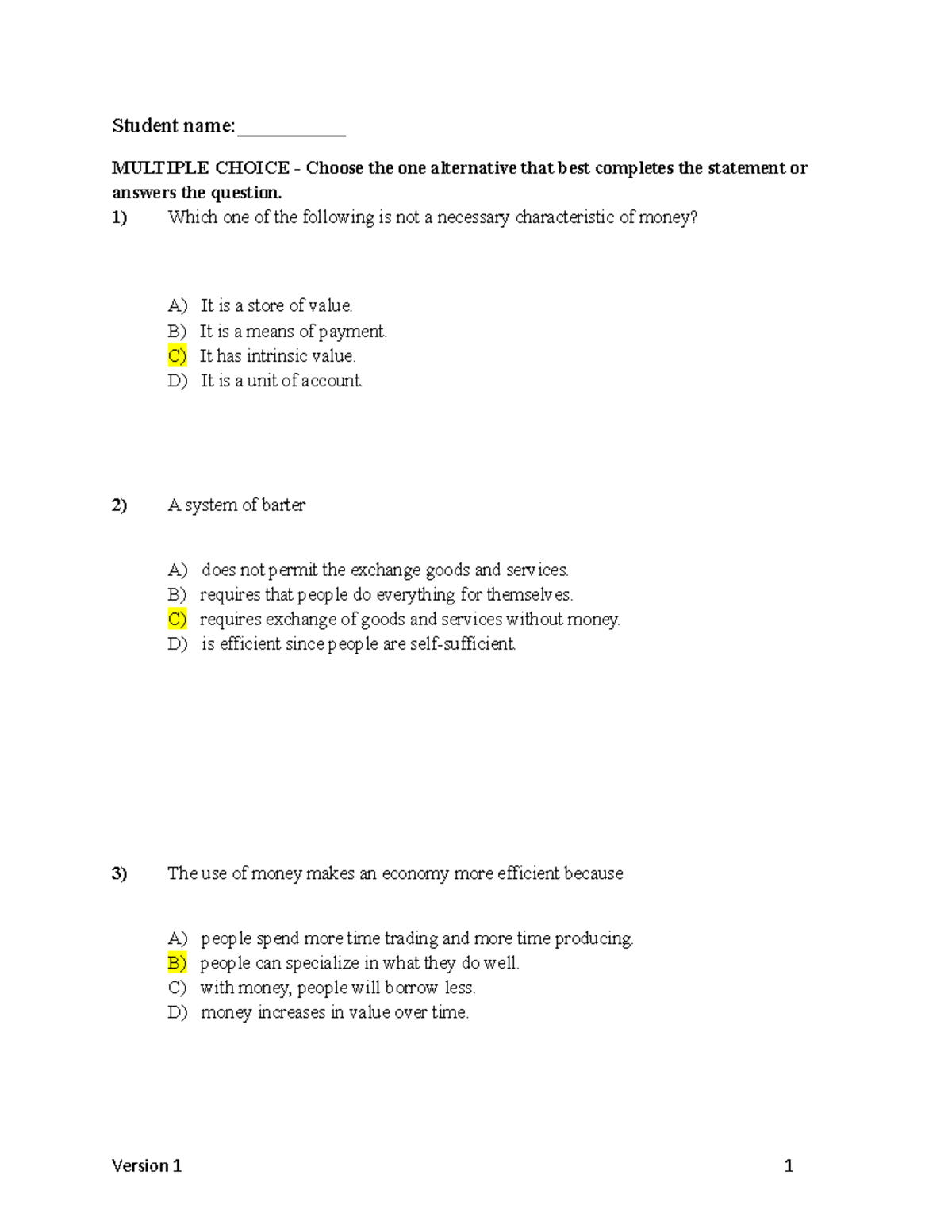 Chapter 2 Homework - Jain - Student name:__________ MULTIPLE CHOICE ...
