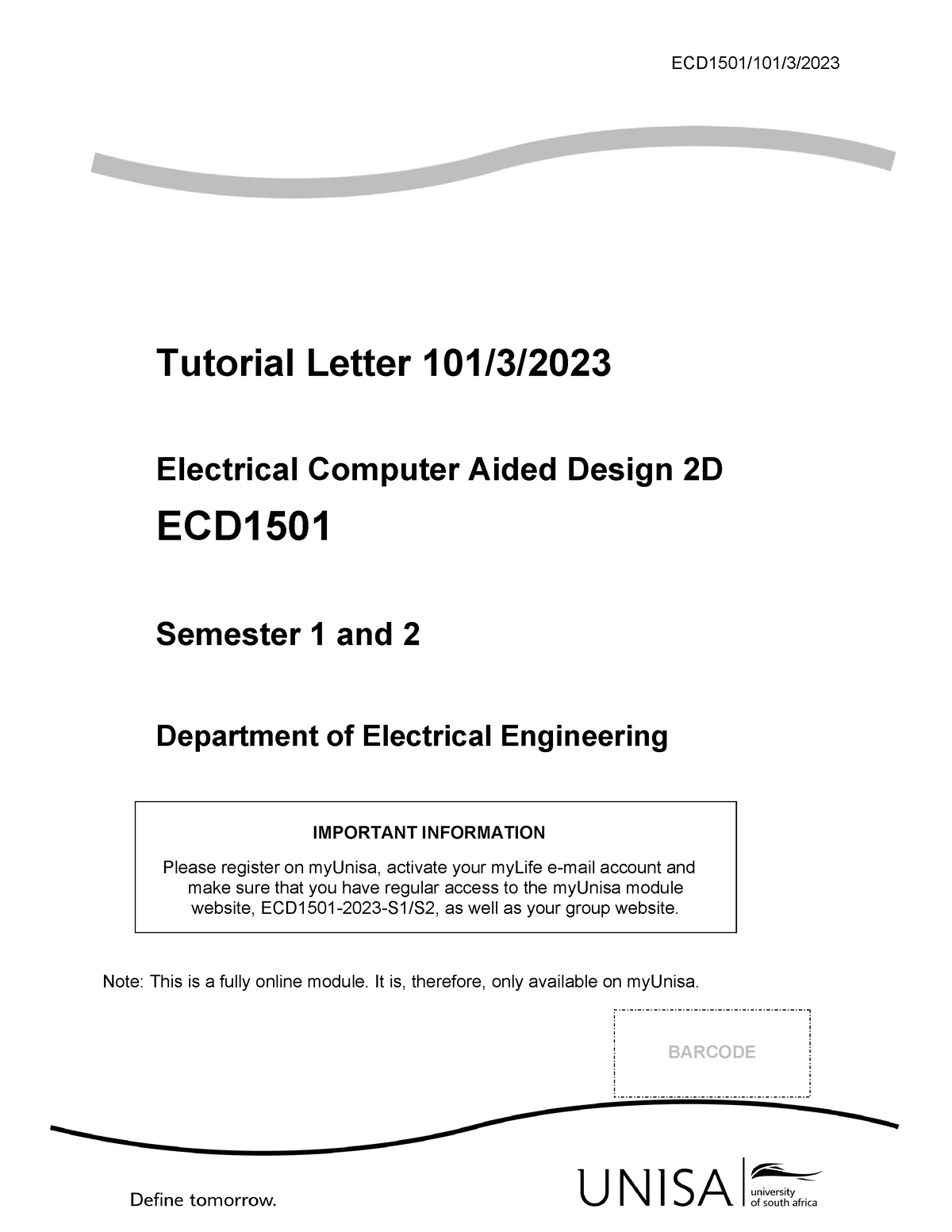 ECD 1501 Tut 101 S1-S2 2023 - ECD1501/101/3/ Tutorial Letter 101/3 ...